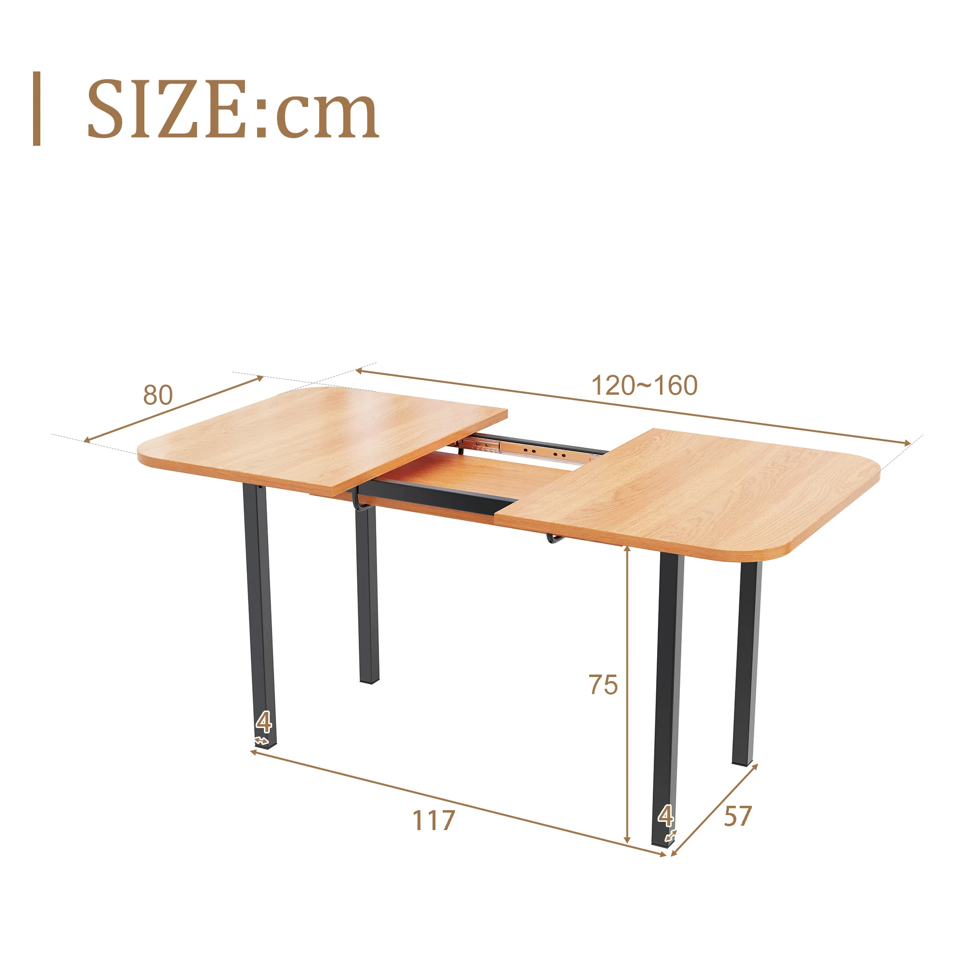 Classic Dining Table Extendable 120-160 cm 4-6 Seater - Natural Wood Finish - Image 6