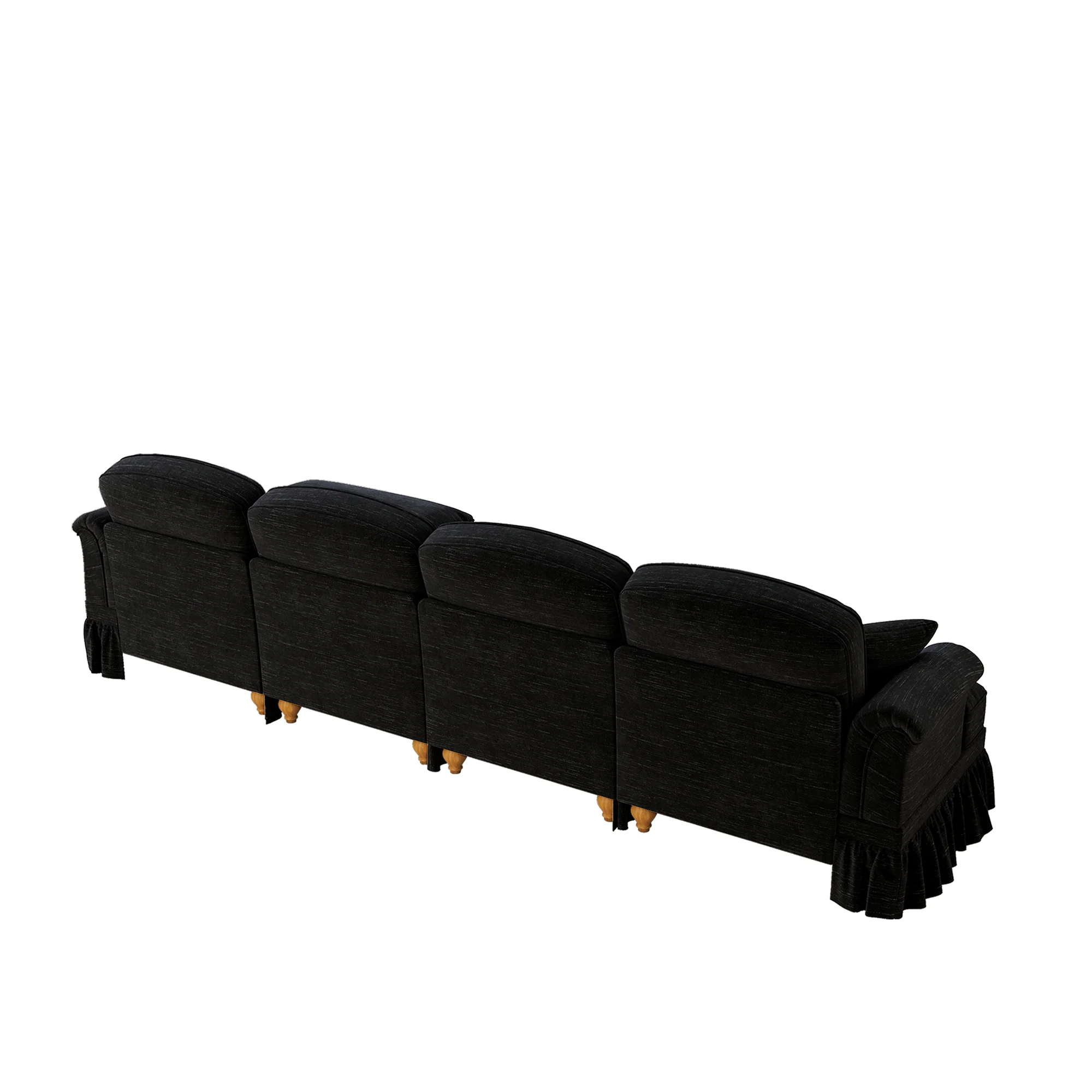 Classic L-Shaped Modular Sofa 4-Seater Movable Ottoman - Chenille Black - Image 8
