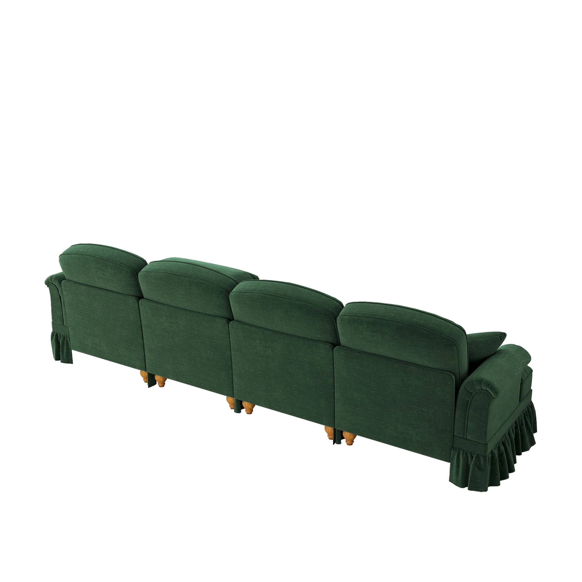 Classic Modular L-Shaped 4-Seater Sofa w/ Movable Ottoman Deep Seat, Chenille Green - Image 8