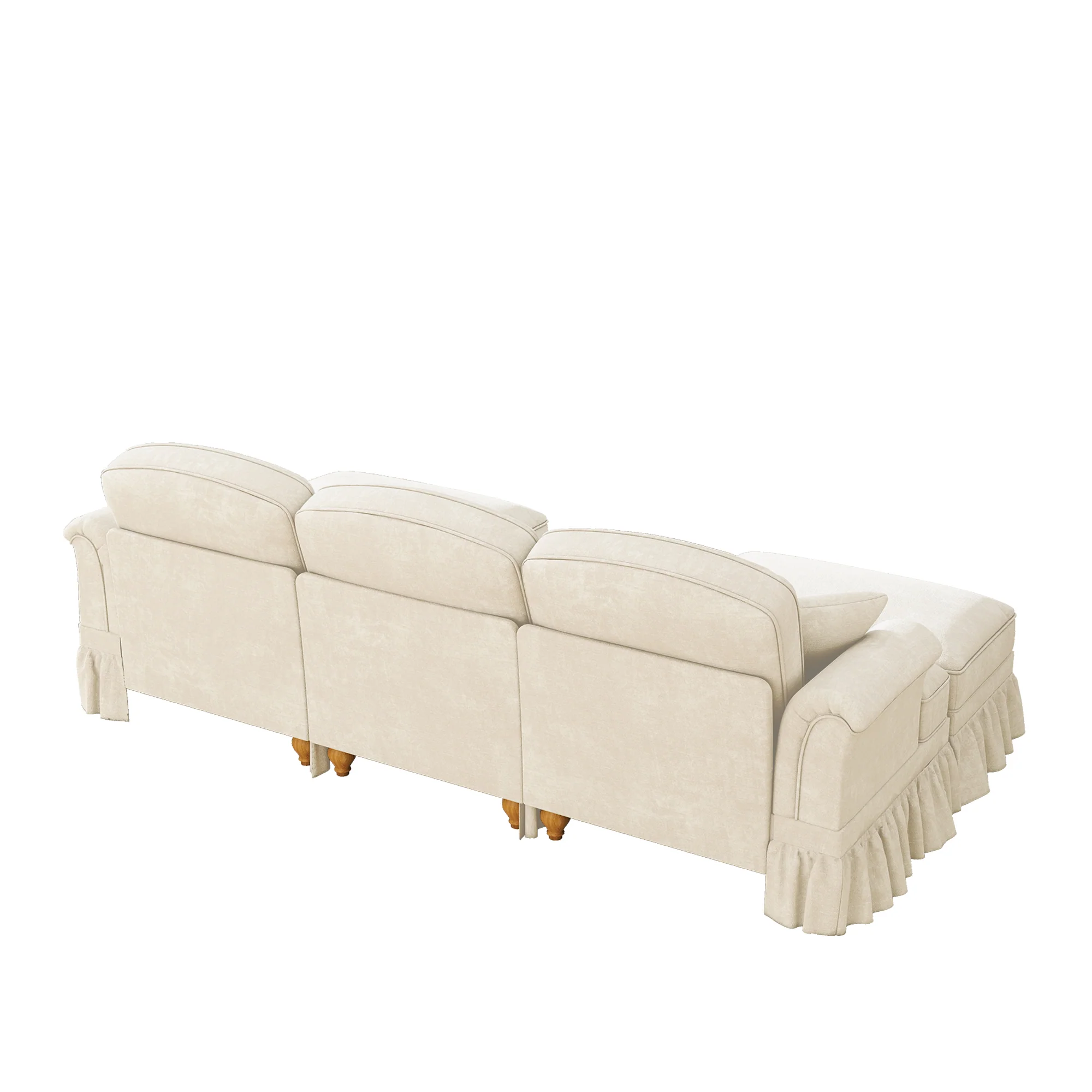 Classic Modular U-Shaped Sofa Chenille Movable Ottoman - White - Image 8