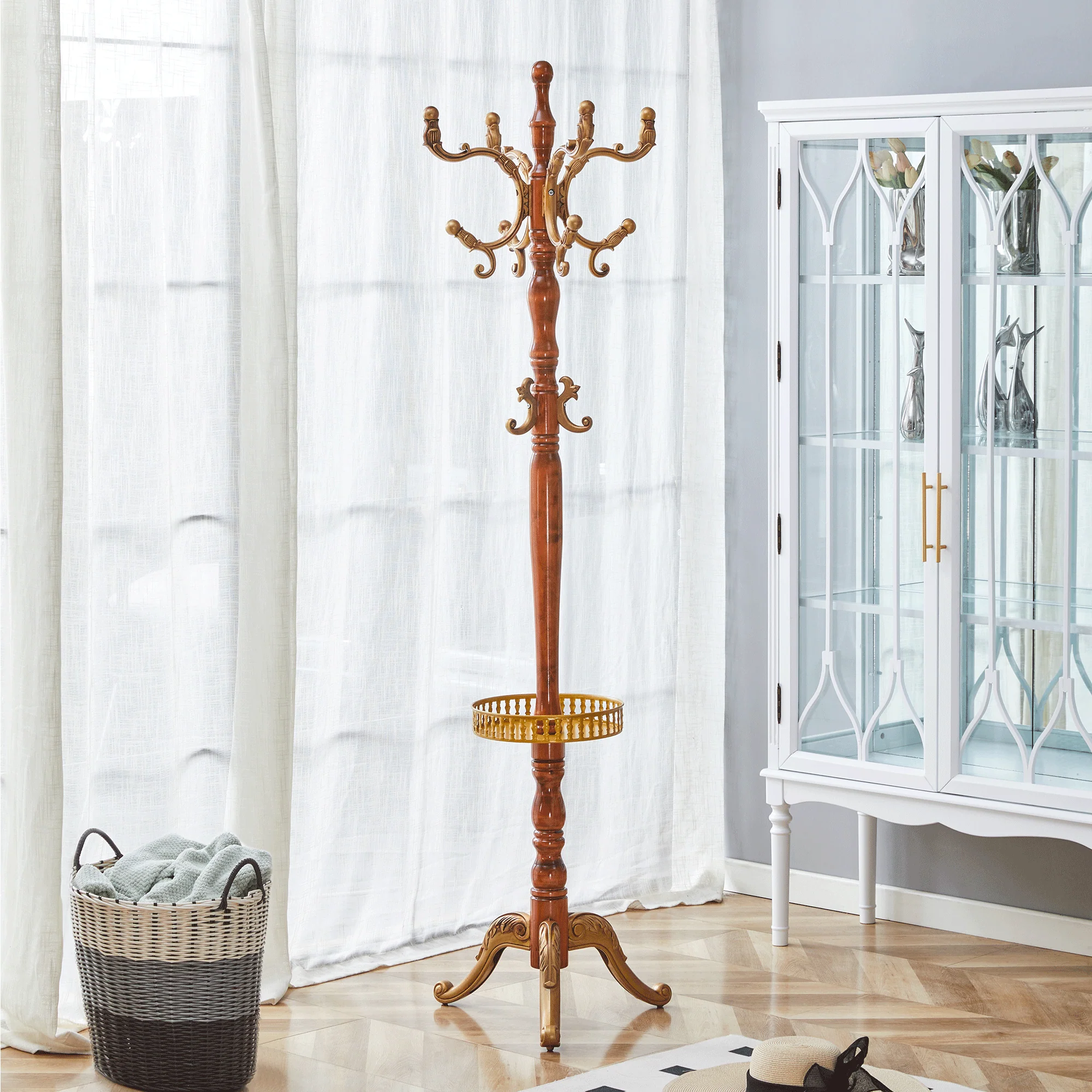Clothes Rack Versatile Solid Wood Stable - Horseradish Wood Look - Image 3
