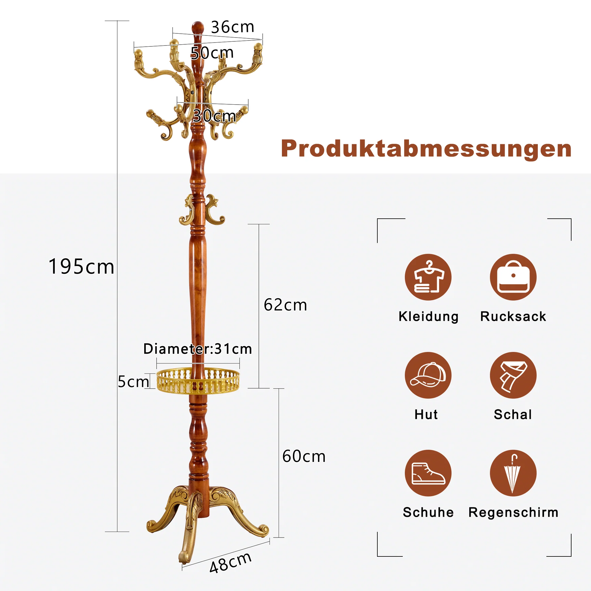 Clothes Rack Versatile Solid Wood Stable - Horseradish Wood Look - Image 4