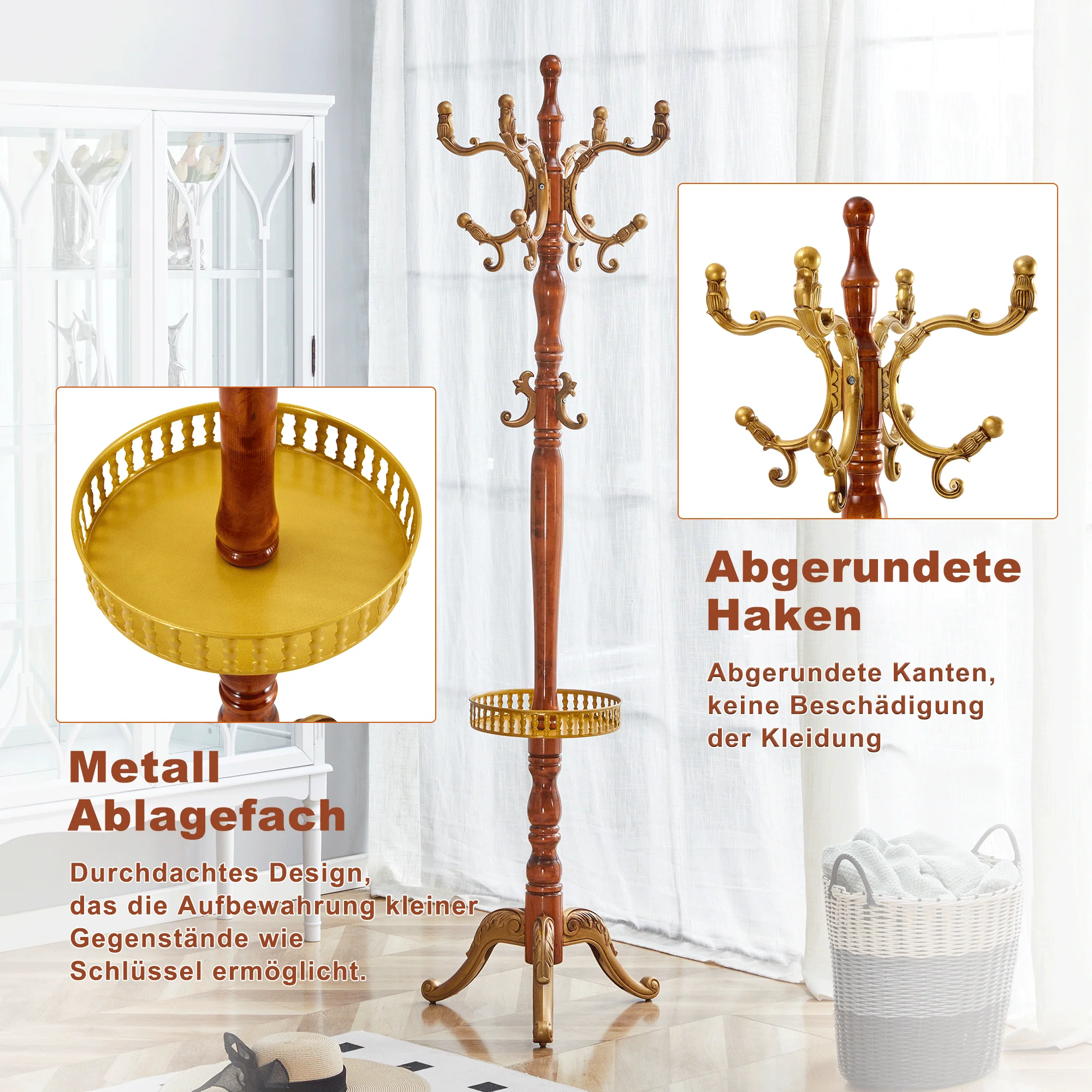 Clothes Rack Versatile Solid Wood Stable - Horseradish Wood Look - Image 6