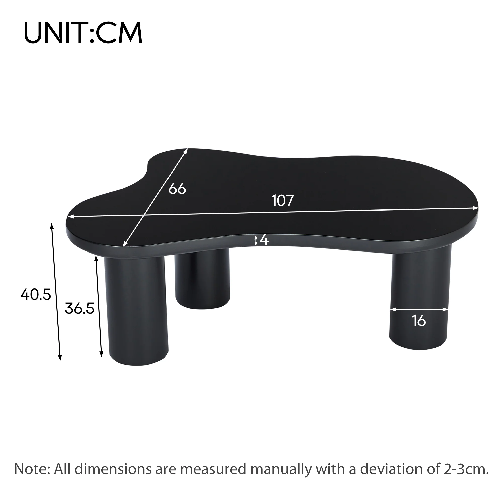 Cloud Coffee Table Irregular Shape 107x66cm MDF/PVC Legs - Image 10