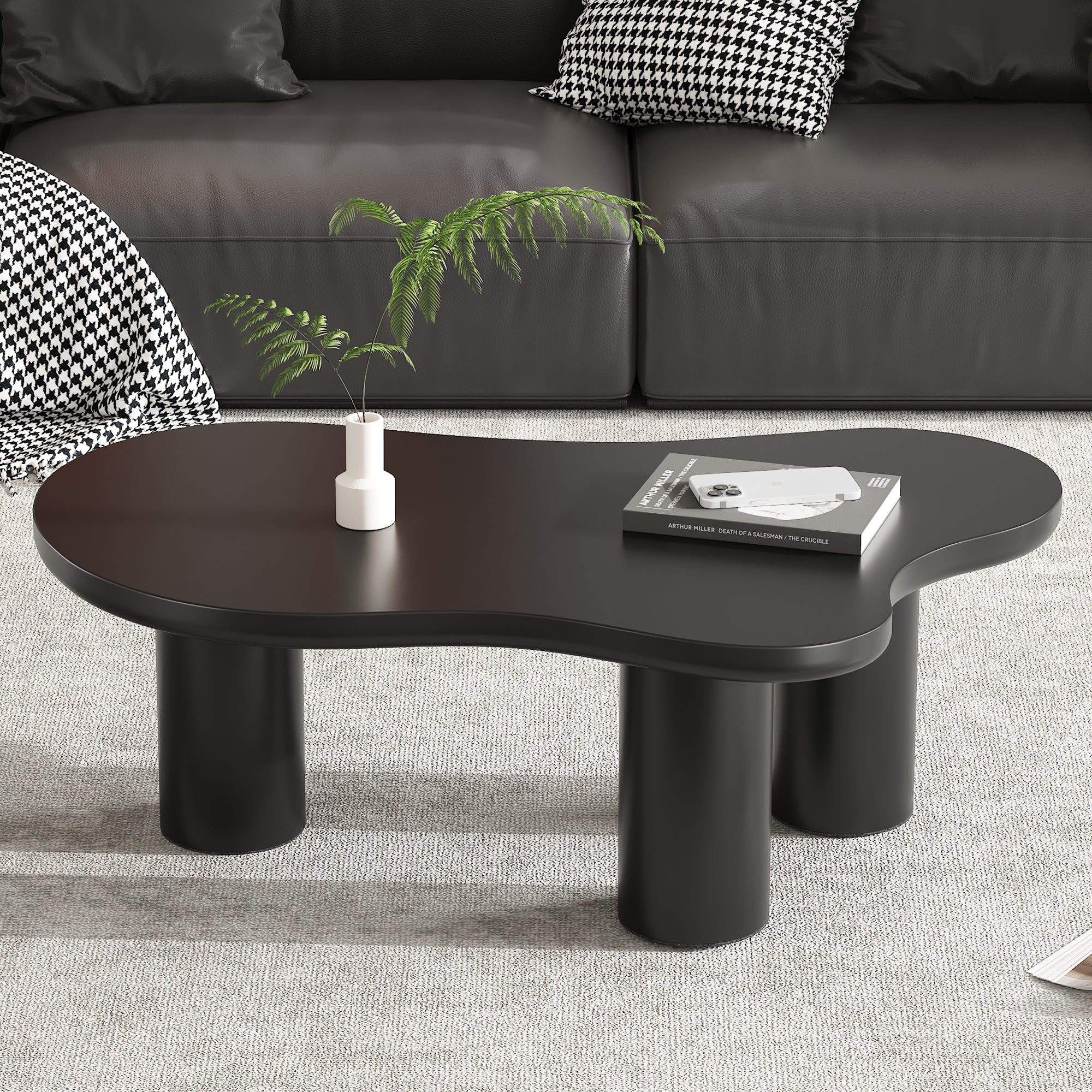 Cloud Coffee Table Irregular Shape 107x66cm MDF/PVC Legs - Image 2
