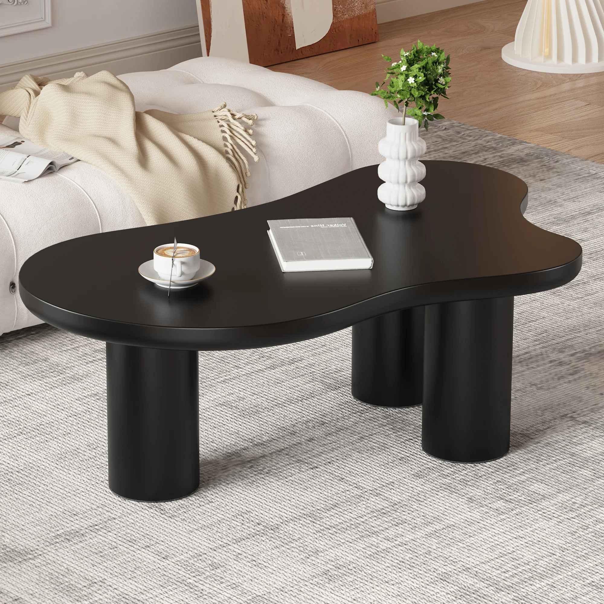 Cloud Coffee Table Irregular Shape 107x66cm MDF/PVC Legs - Image 3