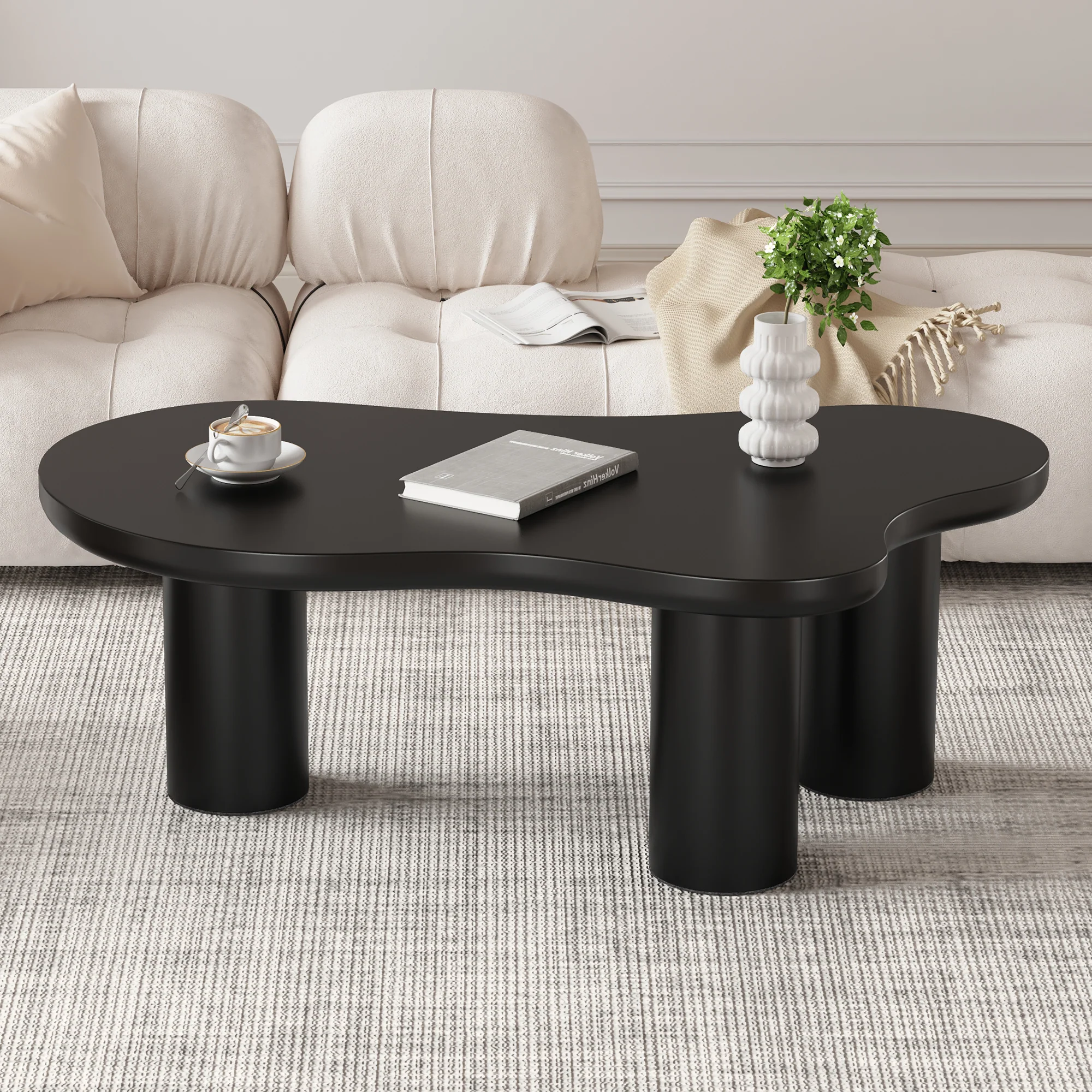Cloud Coffee Table Irregular Shape 107x66cm MDF/PVC Legs - Image 5