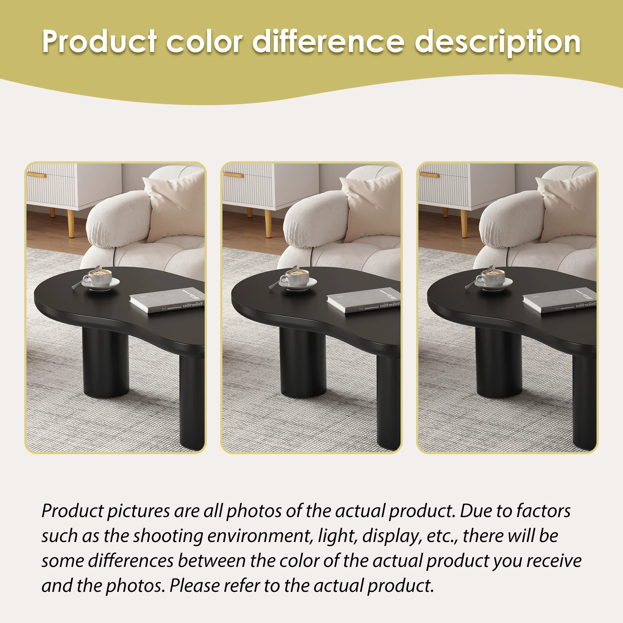 Cloud Coffee Table Irregular Shape 107x66cm MDF/PVC Legs - Image 8