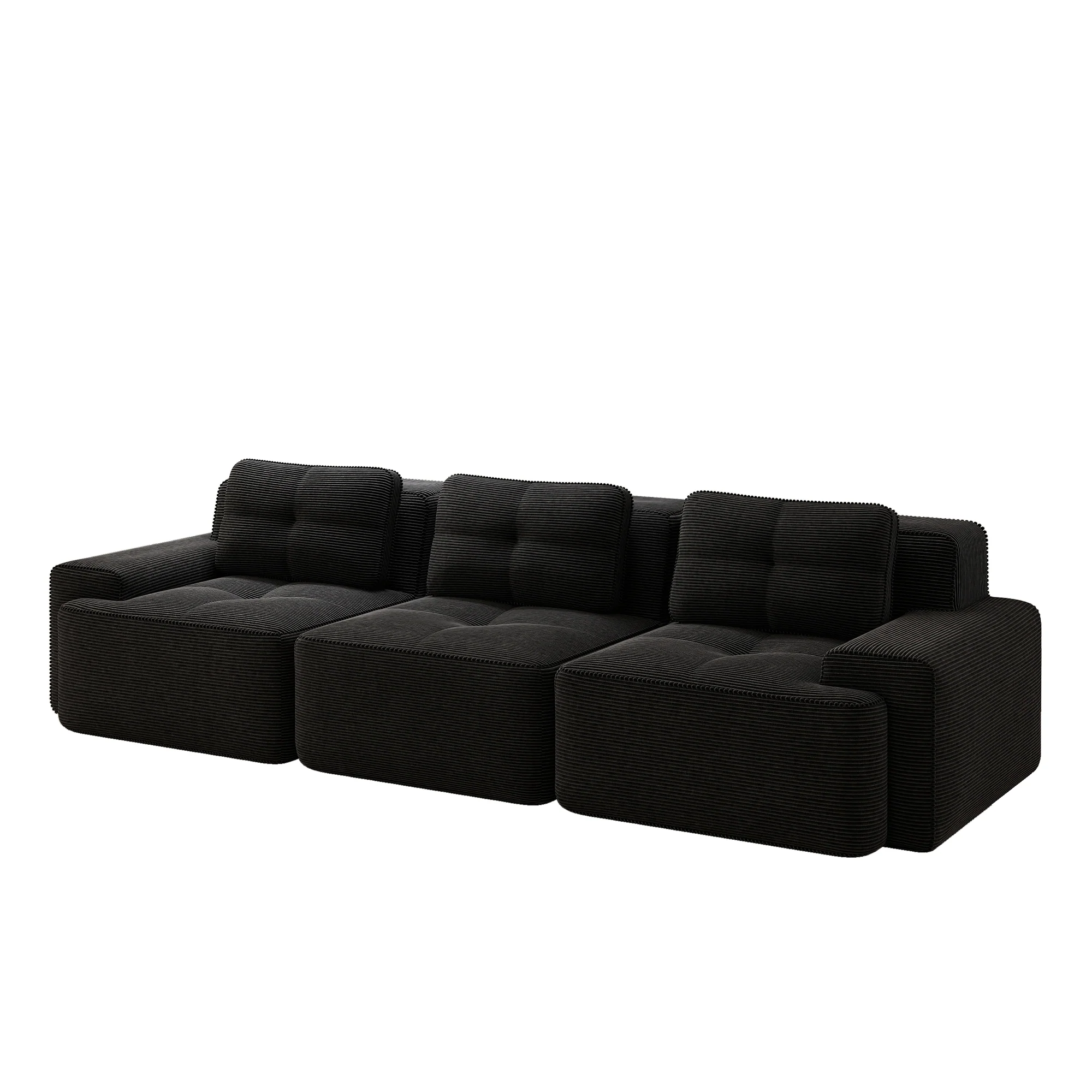 Cloud Modular Sofa Boneless Oversized Corner 3-Seater Corduroy Black - Image 4