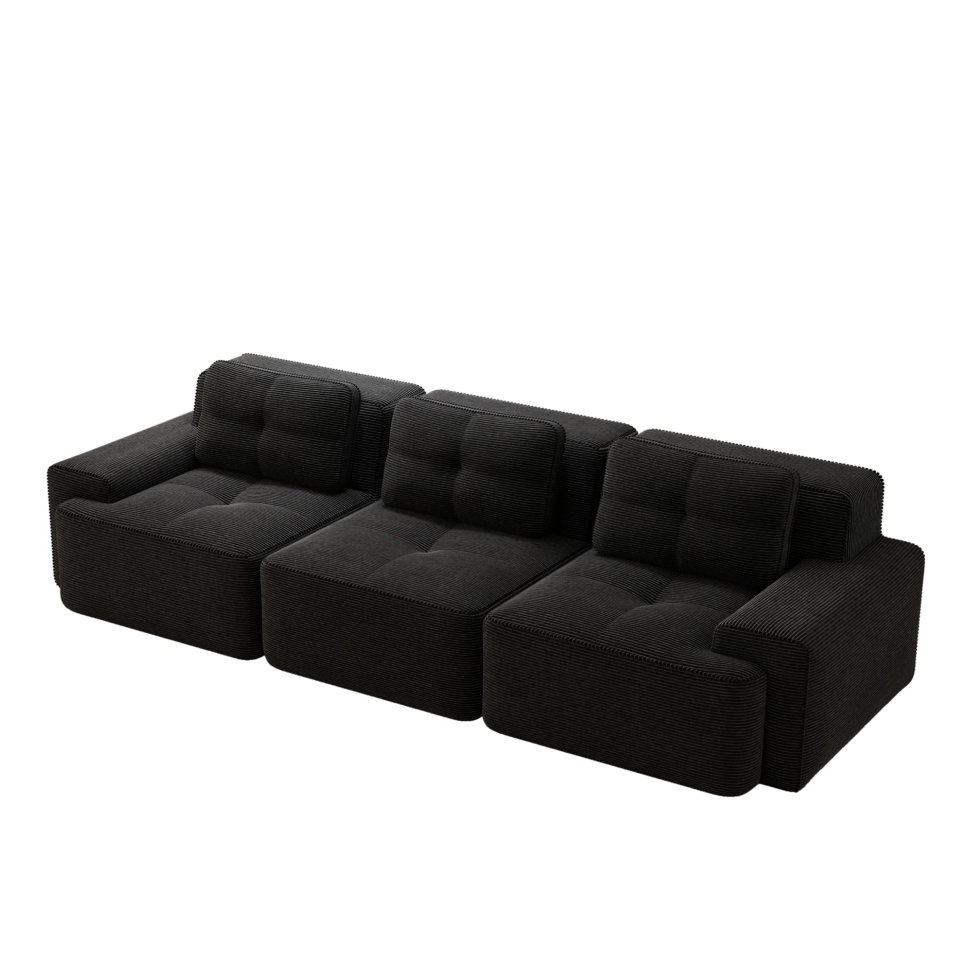 Cloud Modular Sofa Boneless Oversized Corner 3-Seater Corduroy Black - Image 5
