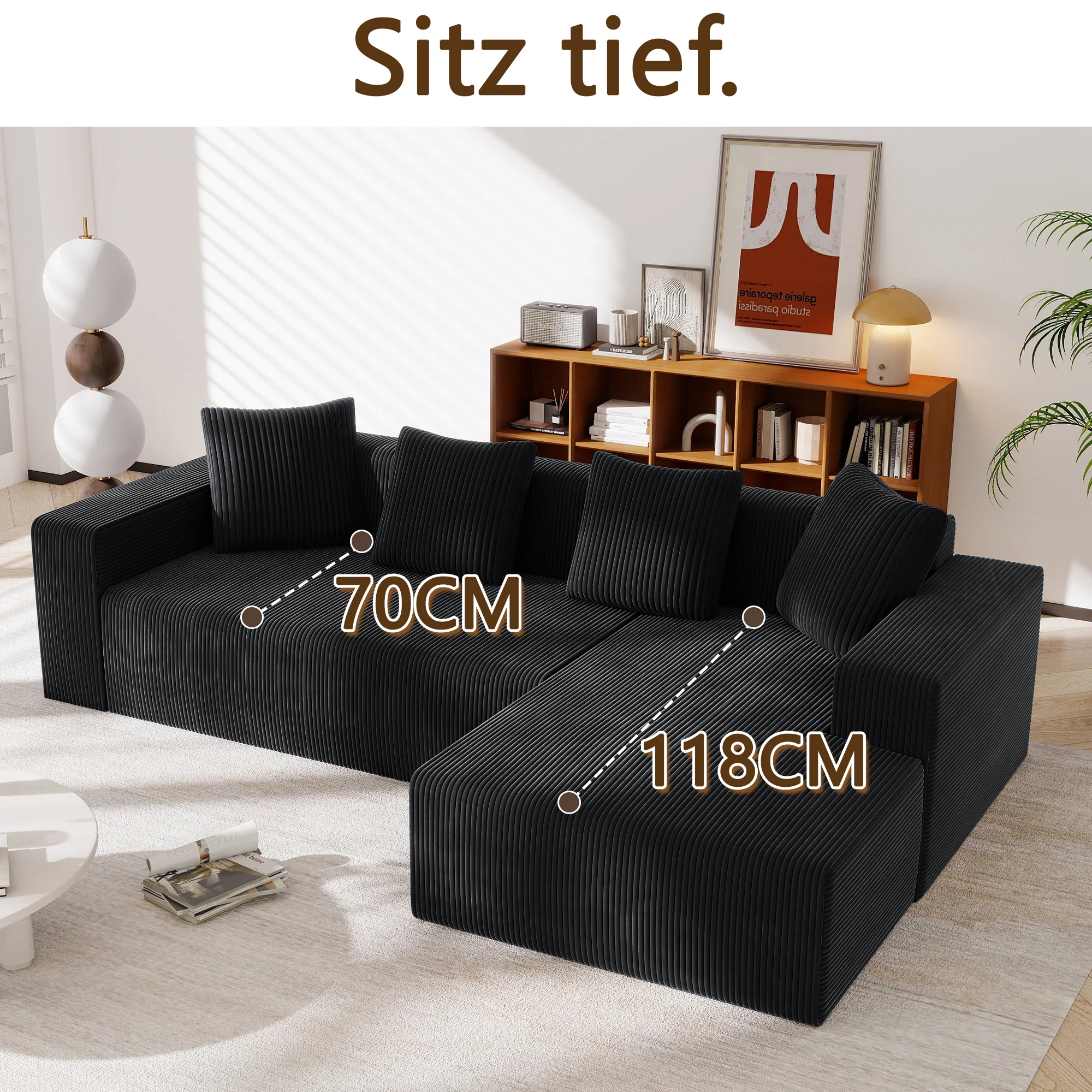 Cloud Modular Sofa L-Chaise Deep Seat - Upholstered - Image 3