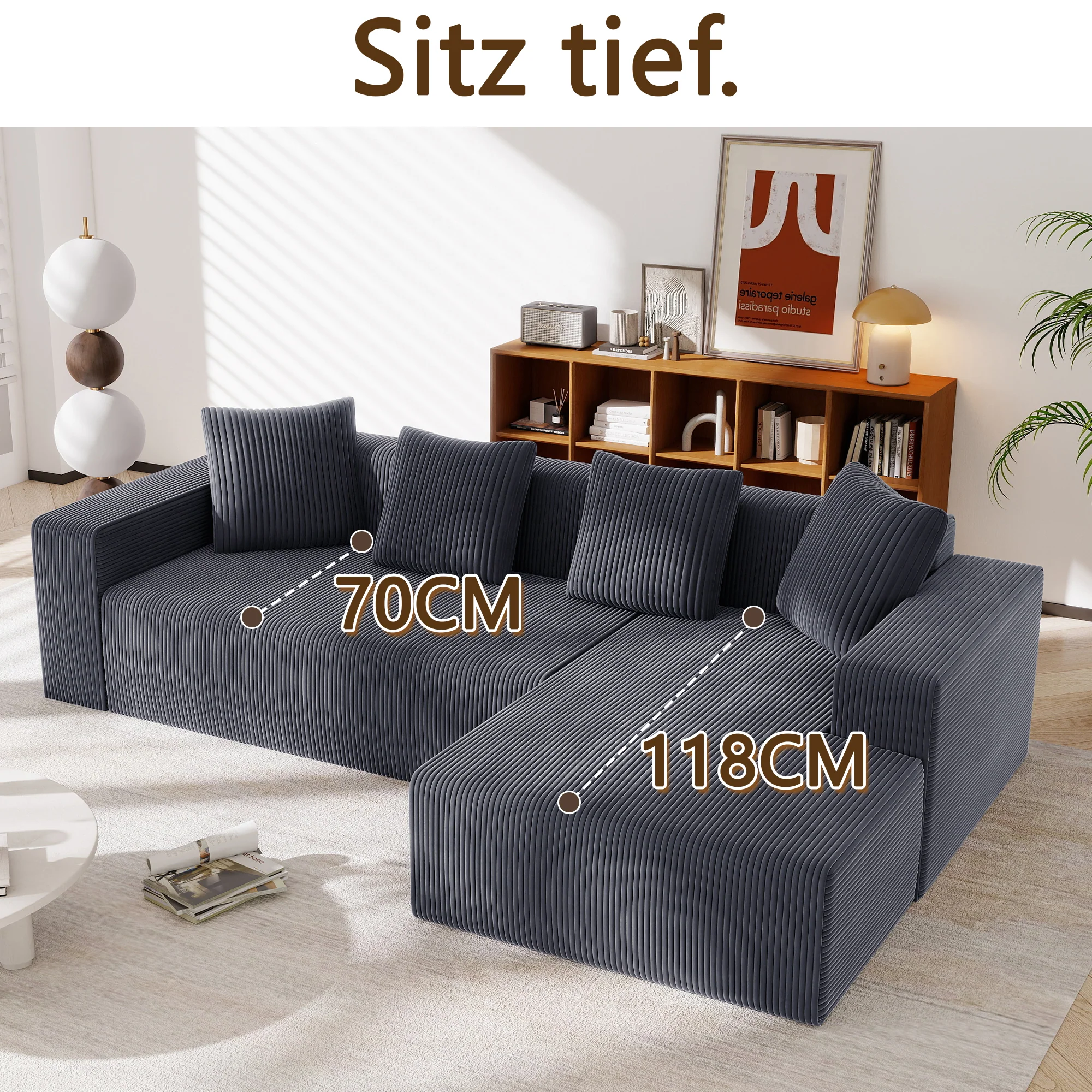 Cloud Modular Sofa L-Shape Deep Seat - Upholstered - Image 4