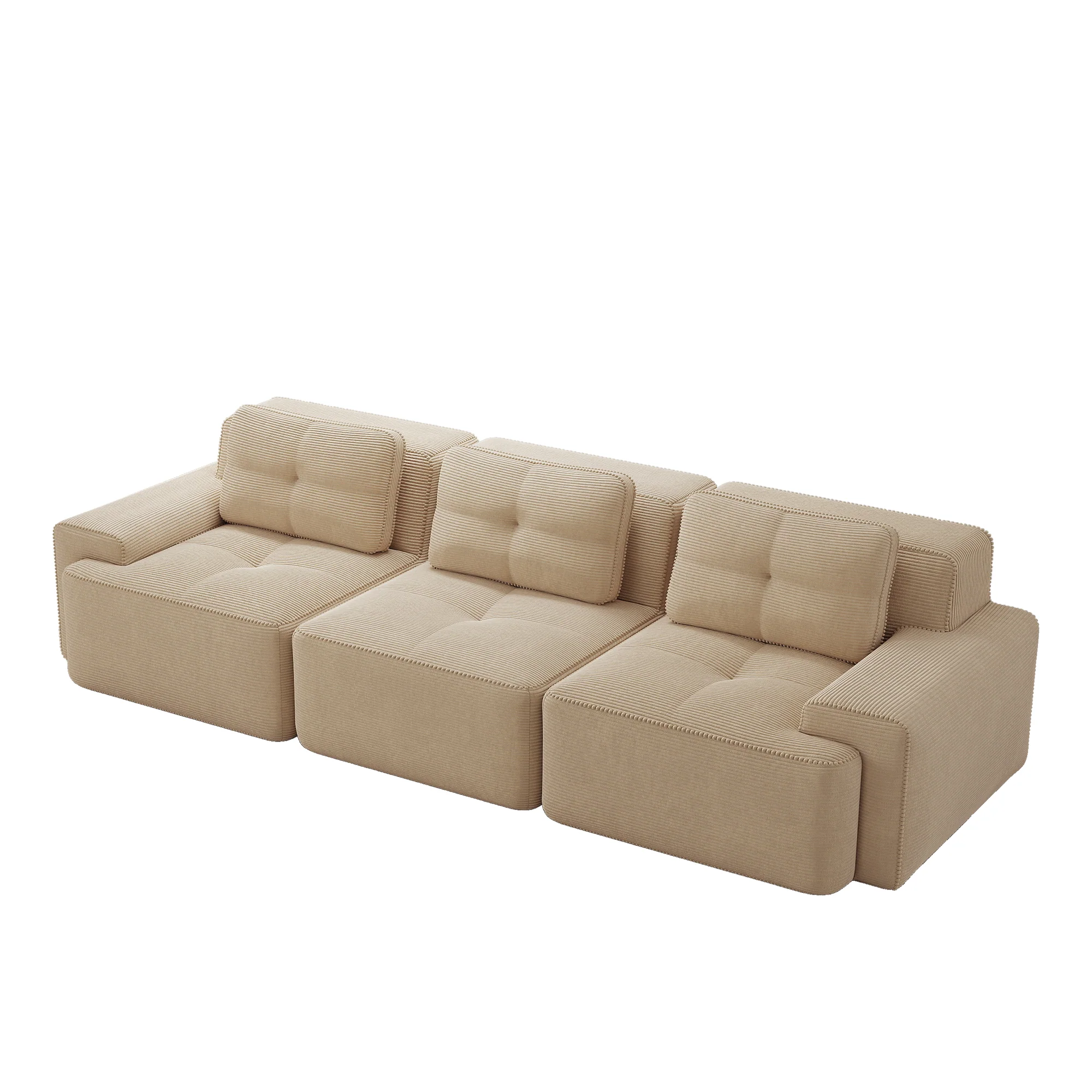Cloud Modular Sofa Oversized 3-Seater Low Seat Corner Corduroy Beige - Image 4