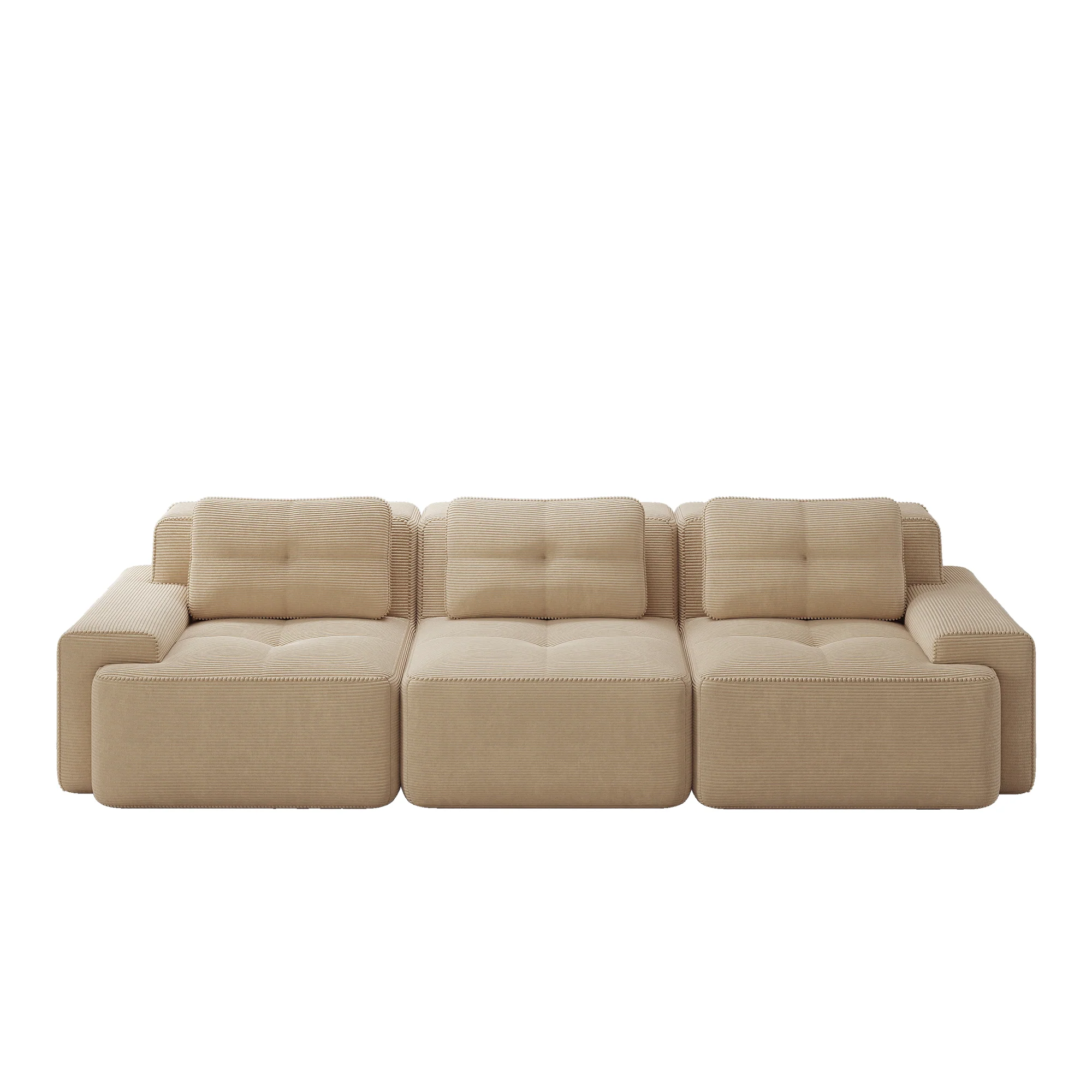 Cloud Modular Sofa Oversized 3-Seater Low Seat Corner Corduroy Beige - Image 5