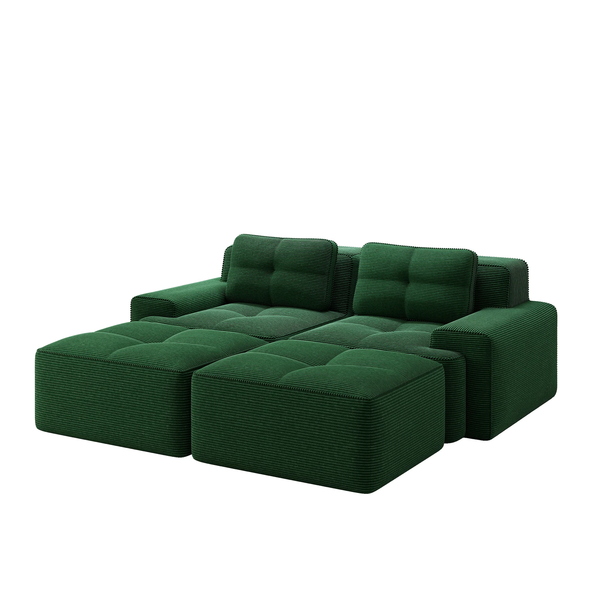 Cloud Modular Sofa U-Shape with Ottoman Deep Seat - Corduroy Green - Image 4