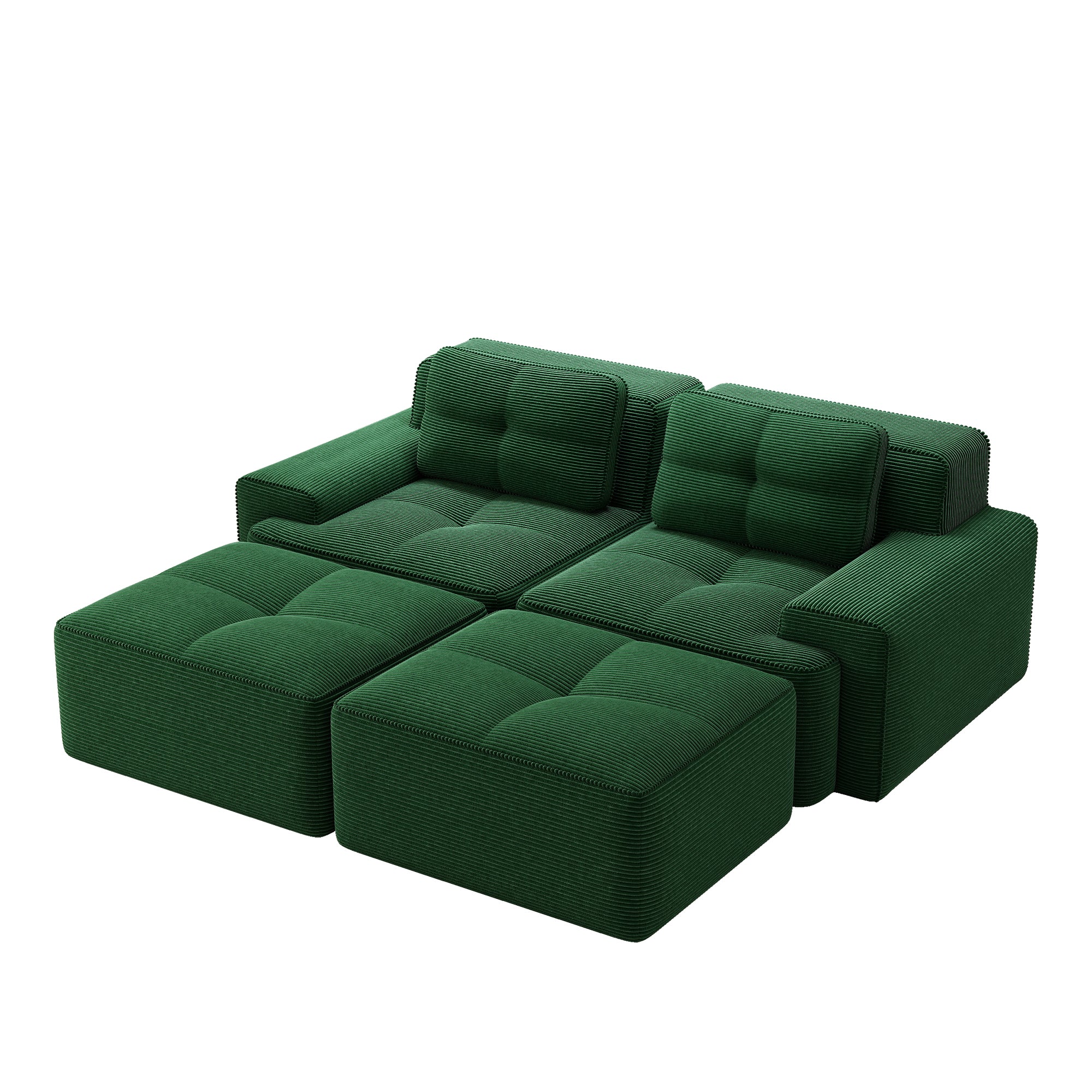 Cloud Modular Sofa U-Shape with Ottoman Deep Seat - Corduroy Green - Image 5