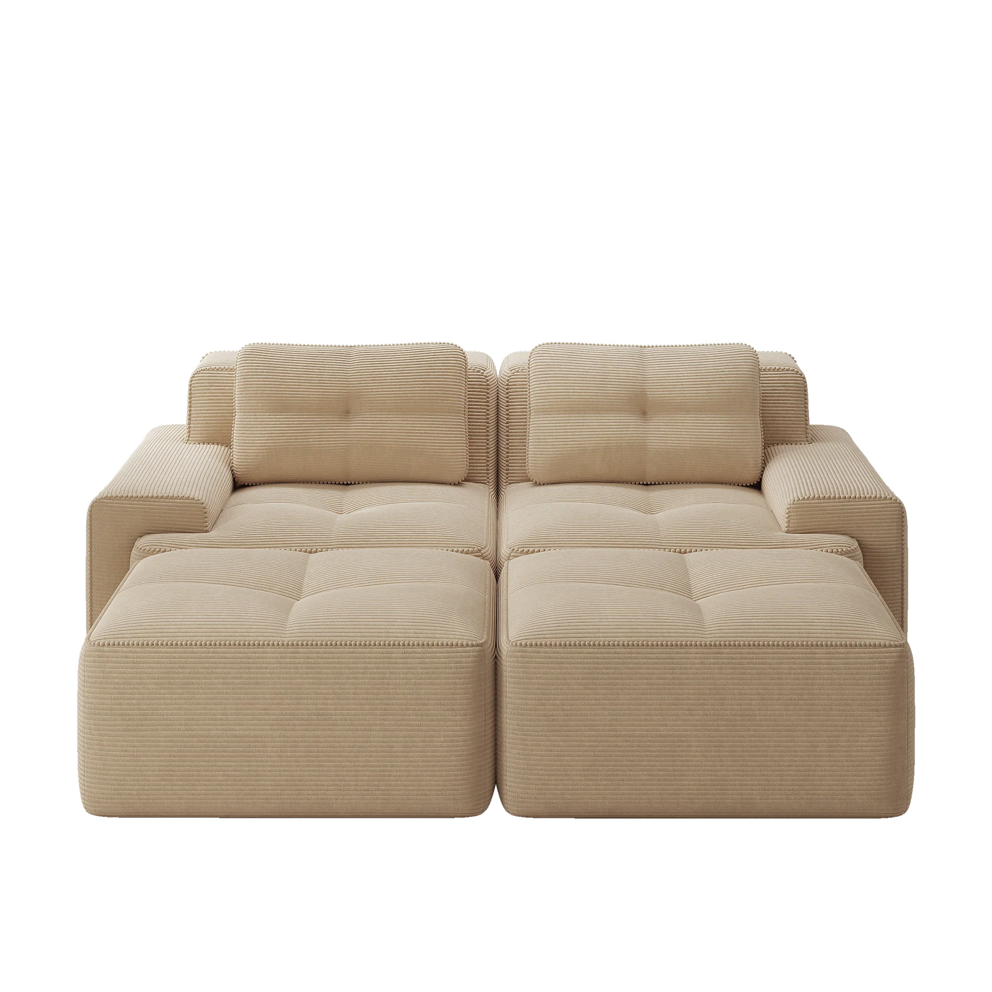 Cloud Modular Sofa U-Shaped Ottoman 2-Seater - Corduroy Beige - Image 5