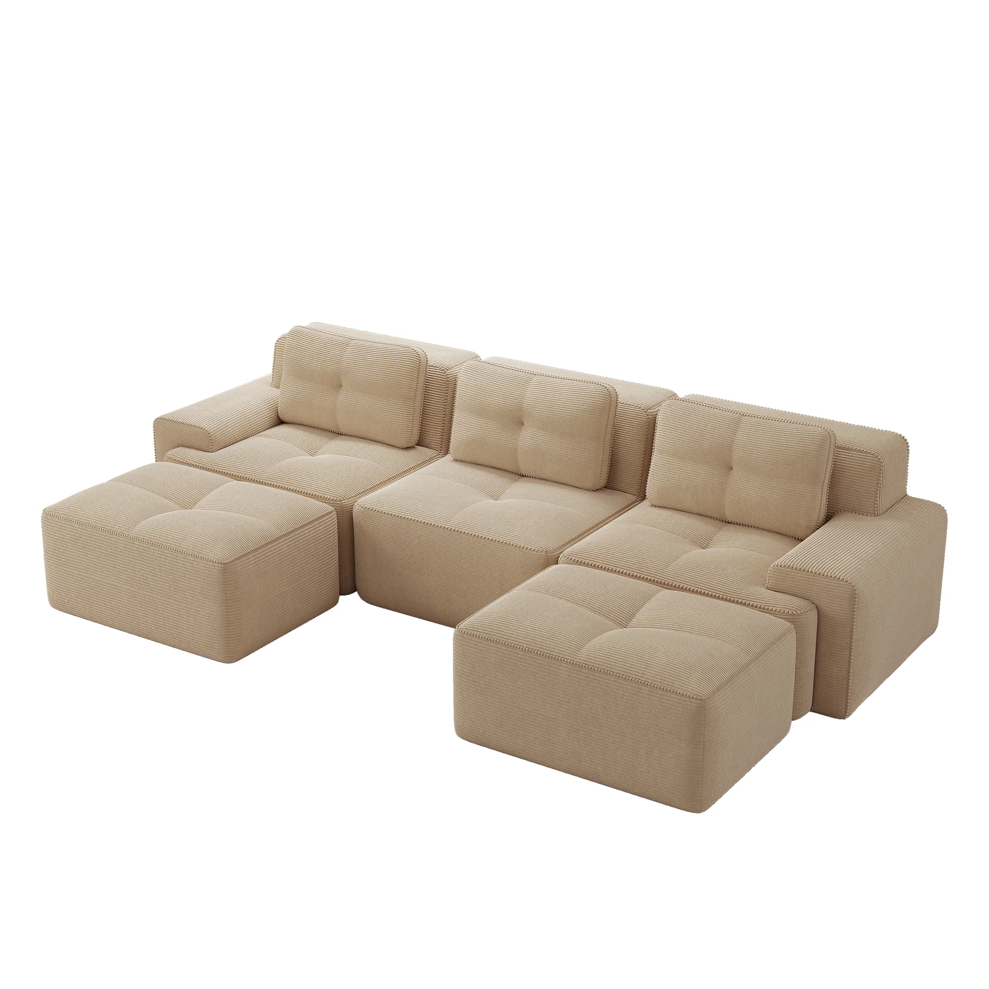 Cloud Modular Sofa U-shaped Ottoman 3-Seater - Corduroy Beige - Image 5