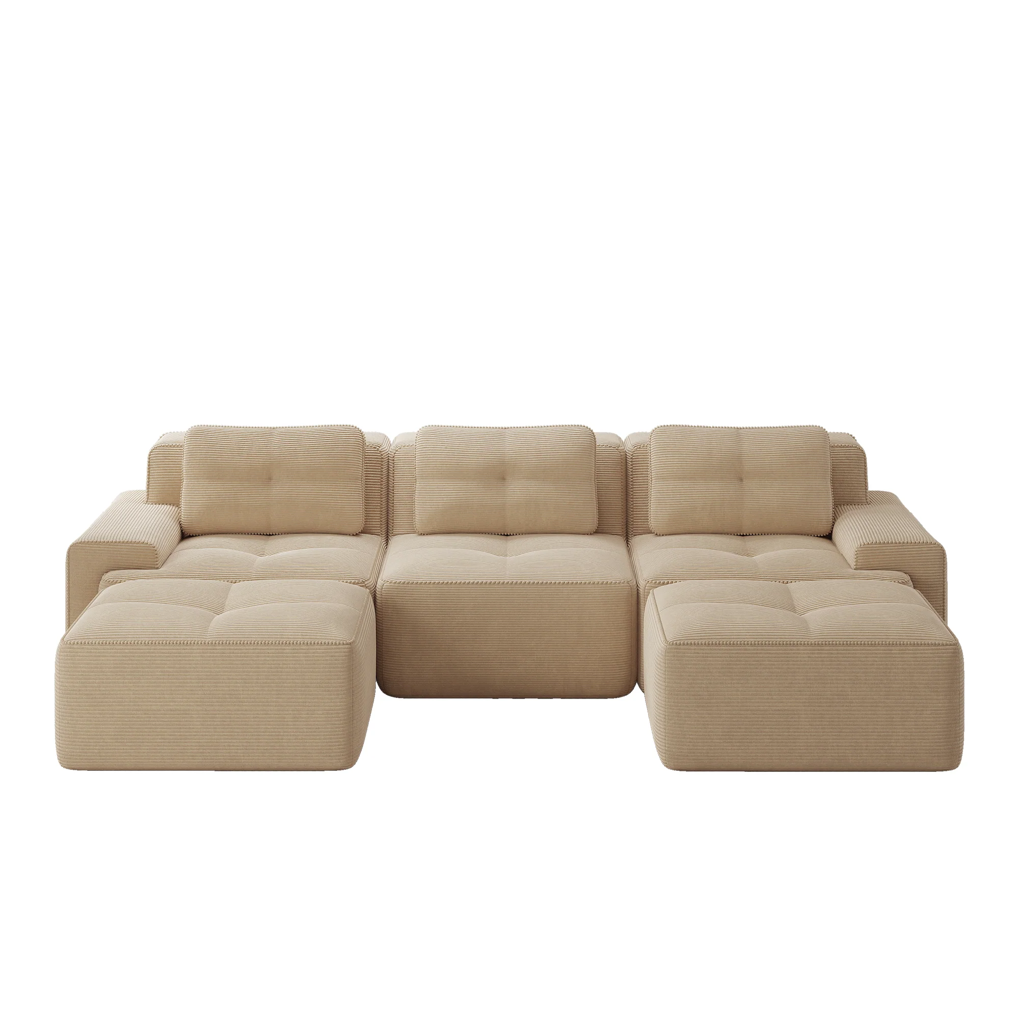 Cloud Modular Sofa U-shaped Ottoman 3-Seater - Corduroy Beige - Image 6