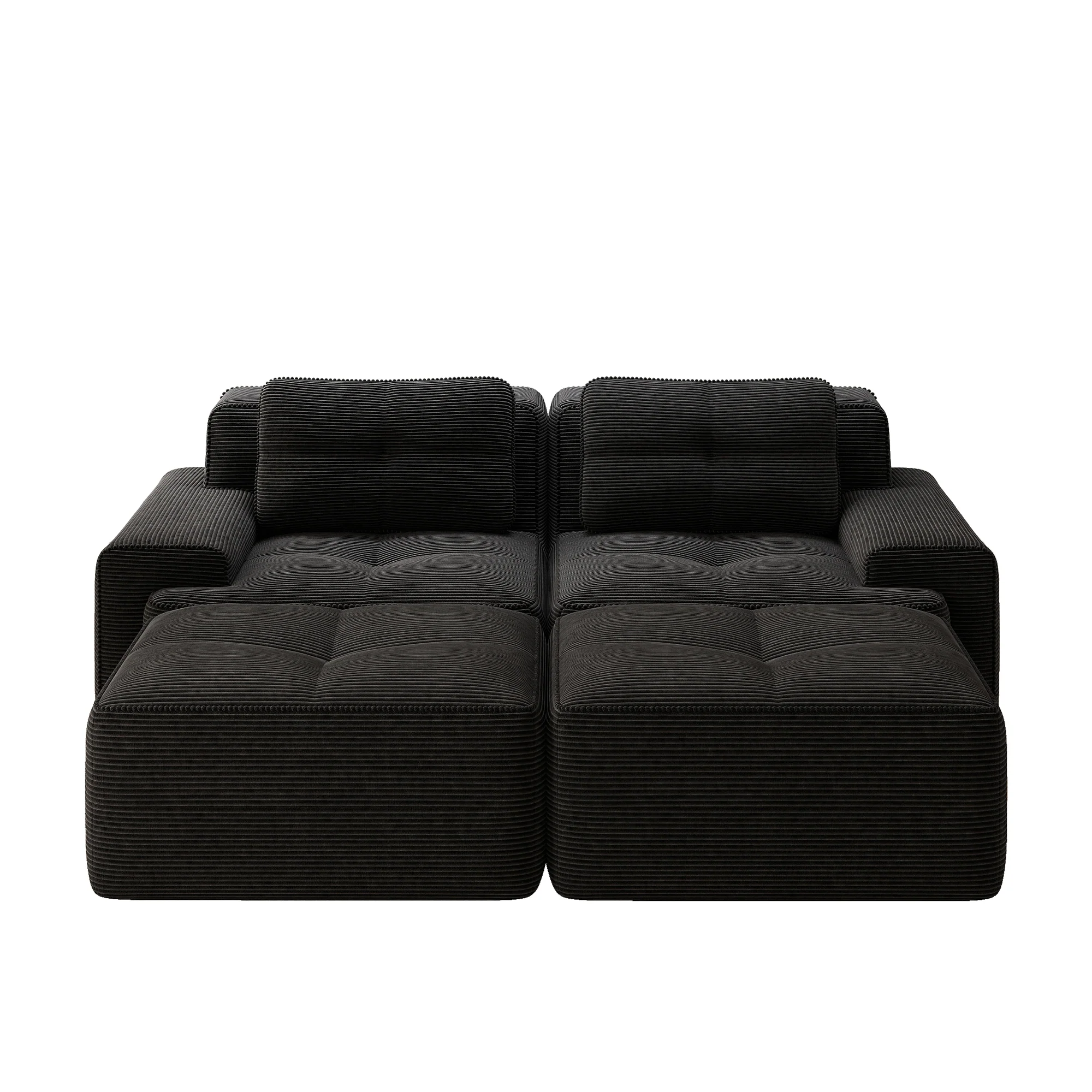 Cloud Modular Sofa U-shaped Ottoman Deep Seat - Corduroy Black - Image 5