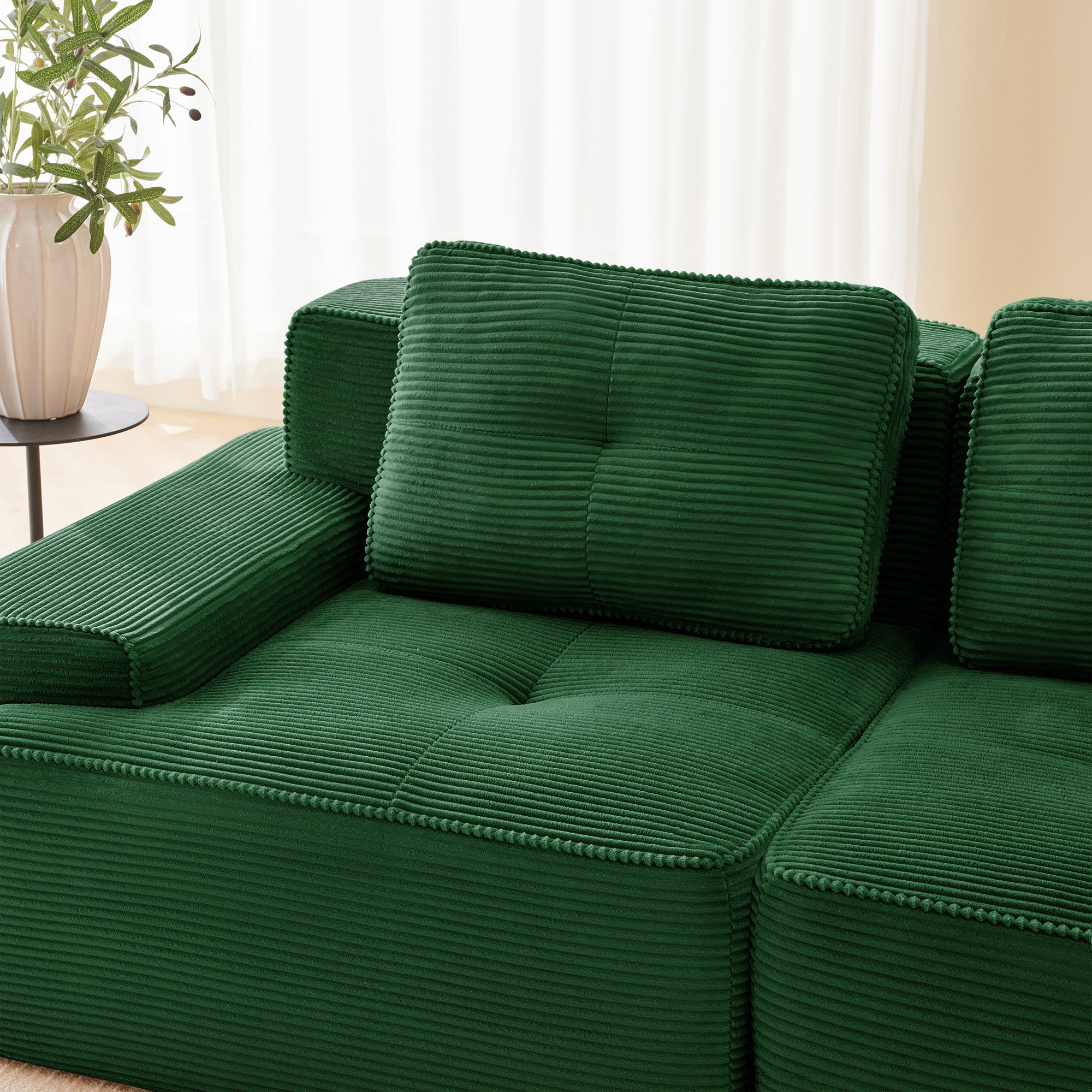 Cloud Sofa Modular U-shaped 3-Seater Ottoman - Corduroy Green - Image 10