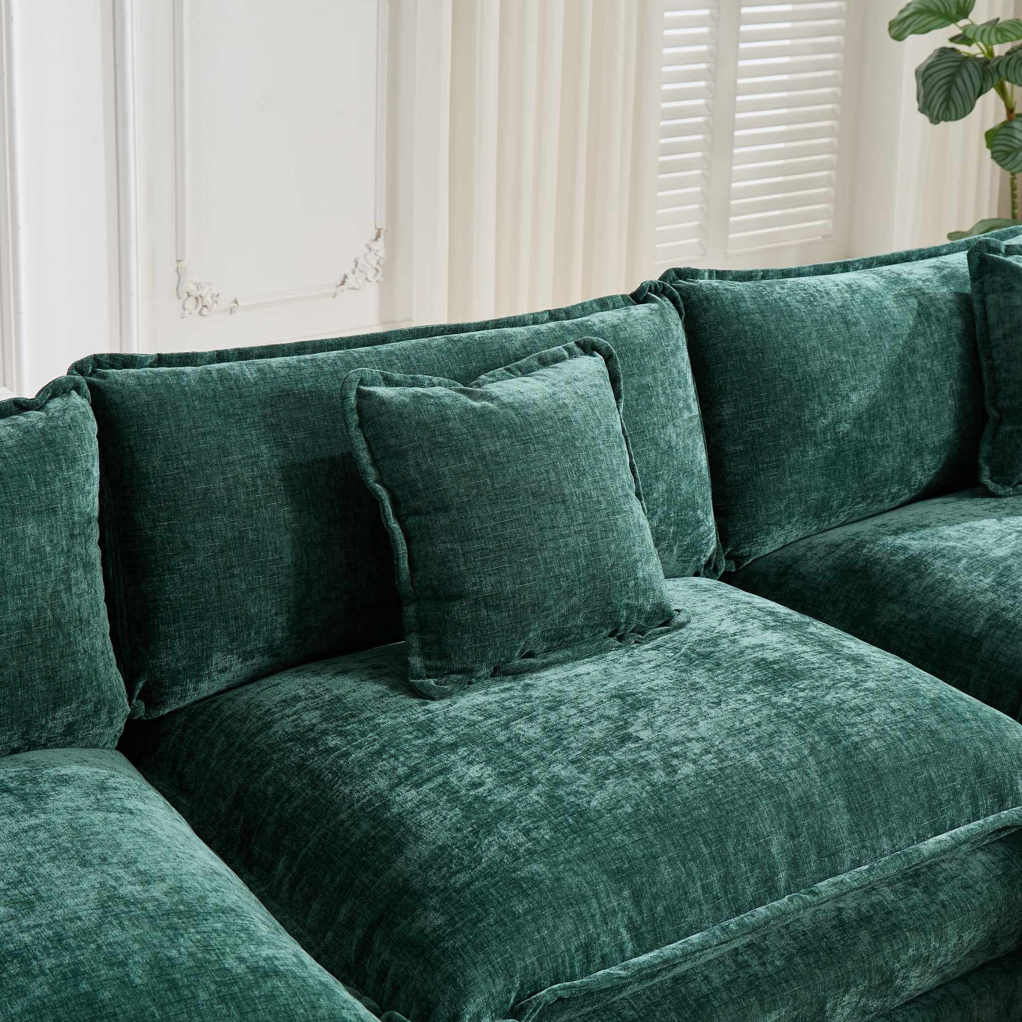 Cloud Sofa One Seat Modern Sectional Double Layer Upholstered Cushion - Chenille Green - Image 2