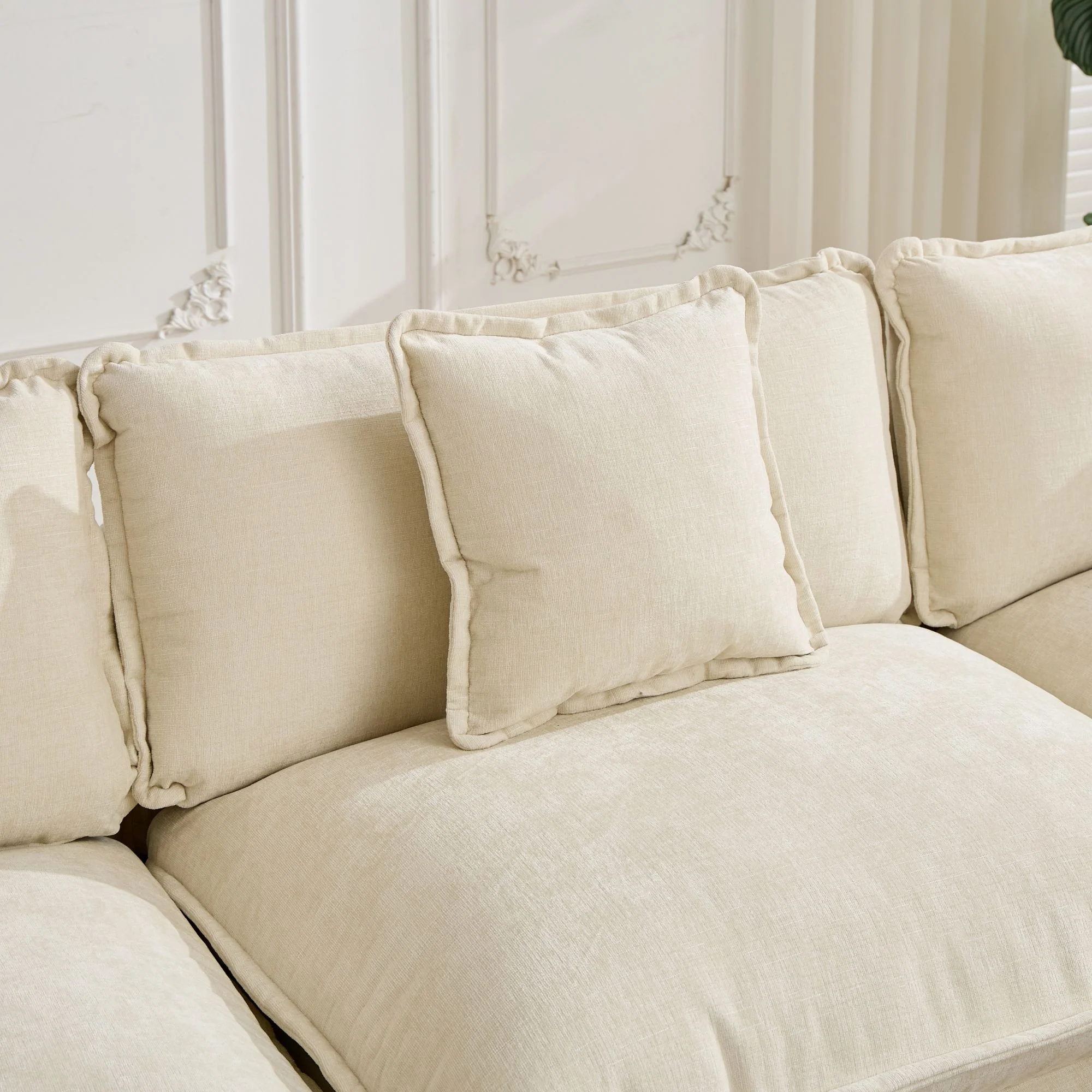 Cloud Sofa One Seat Modern Sectional Upholstered Cushion - Chenille Beige - Image 3