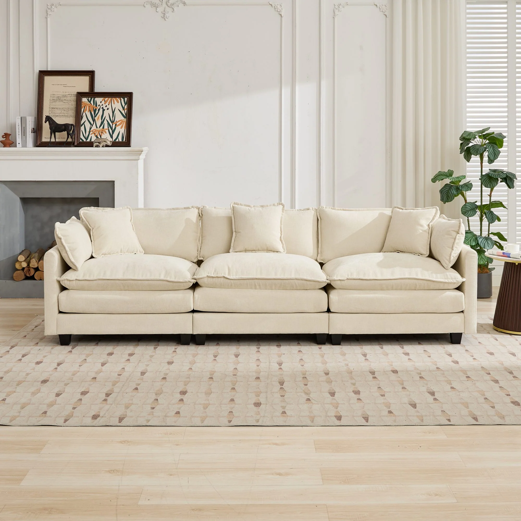 Cloud Sofa One Seat Modern Sectional Upholstered Cushion - Chenille Beige - Image 4