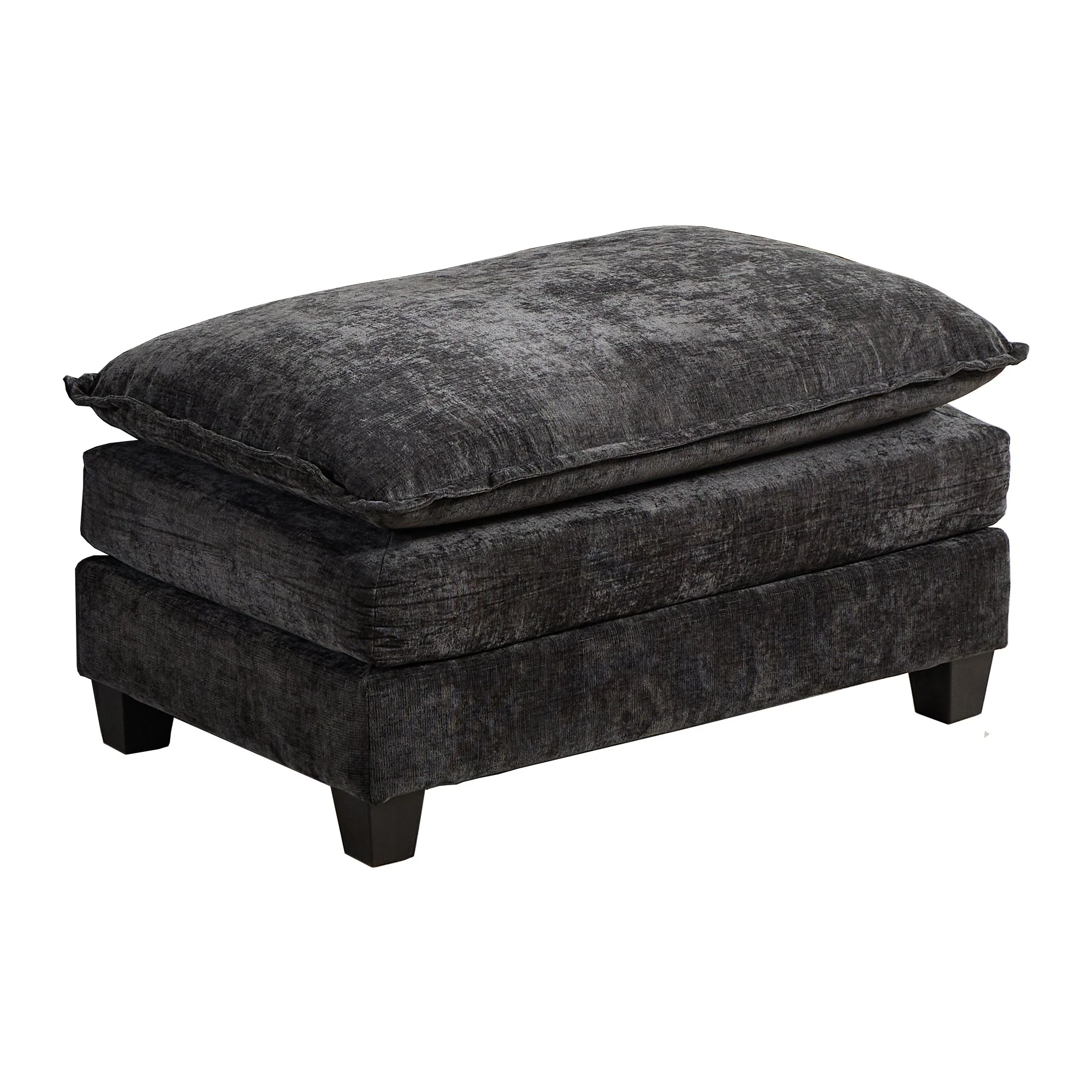 Cloud Sofa Ottoman - Modern Sectional Double Layer Cushion - Black Chenille - Image 2