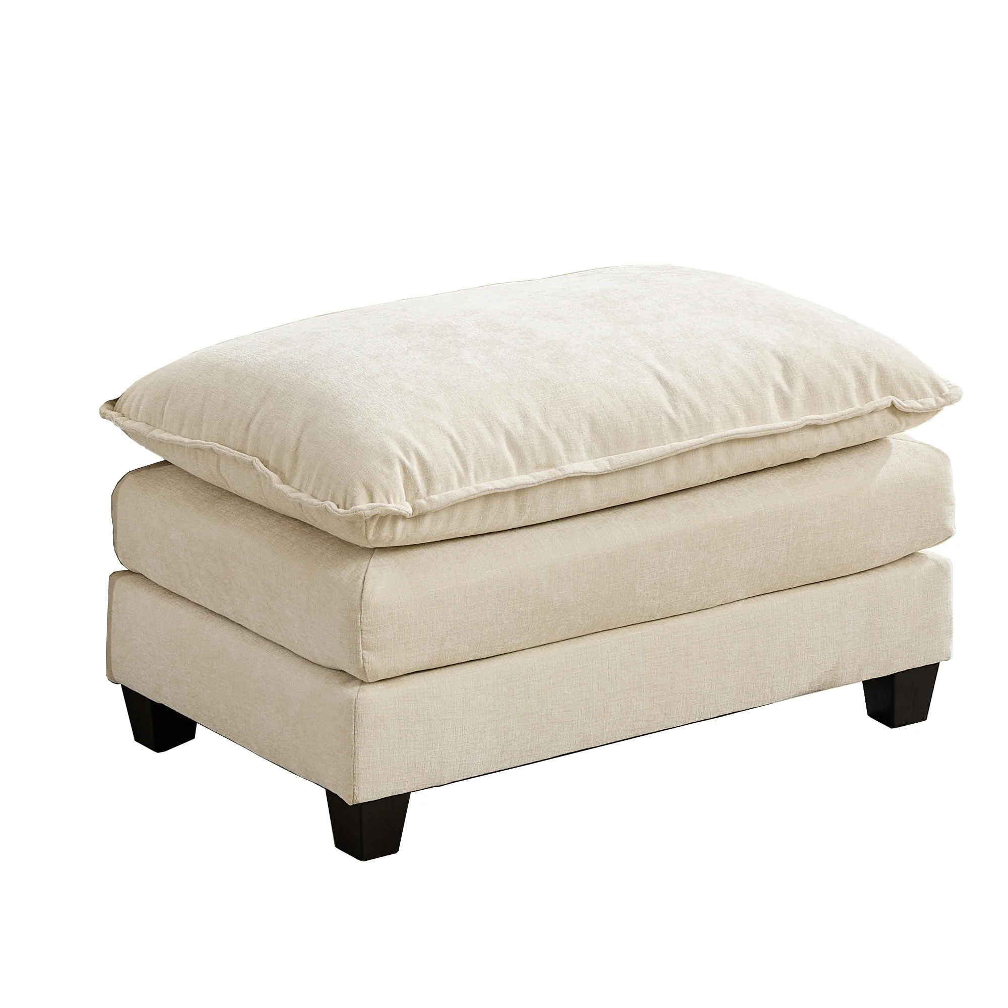 Cloud Sofa Ottoman - Modern Sectional Upholstered Cushion - Chenille Beige - Image 2