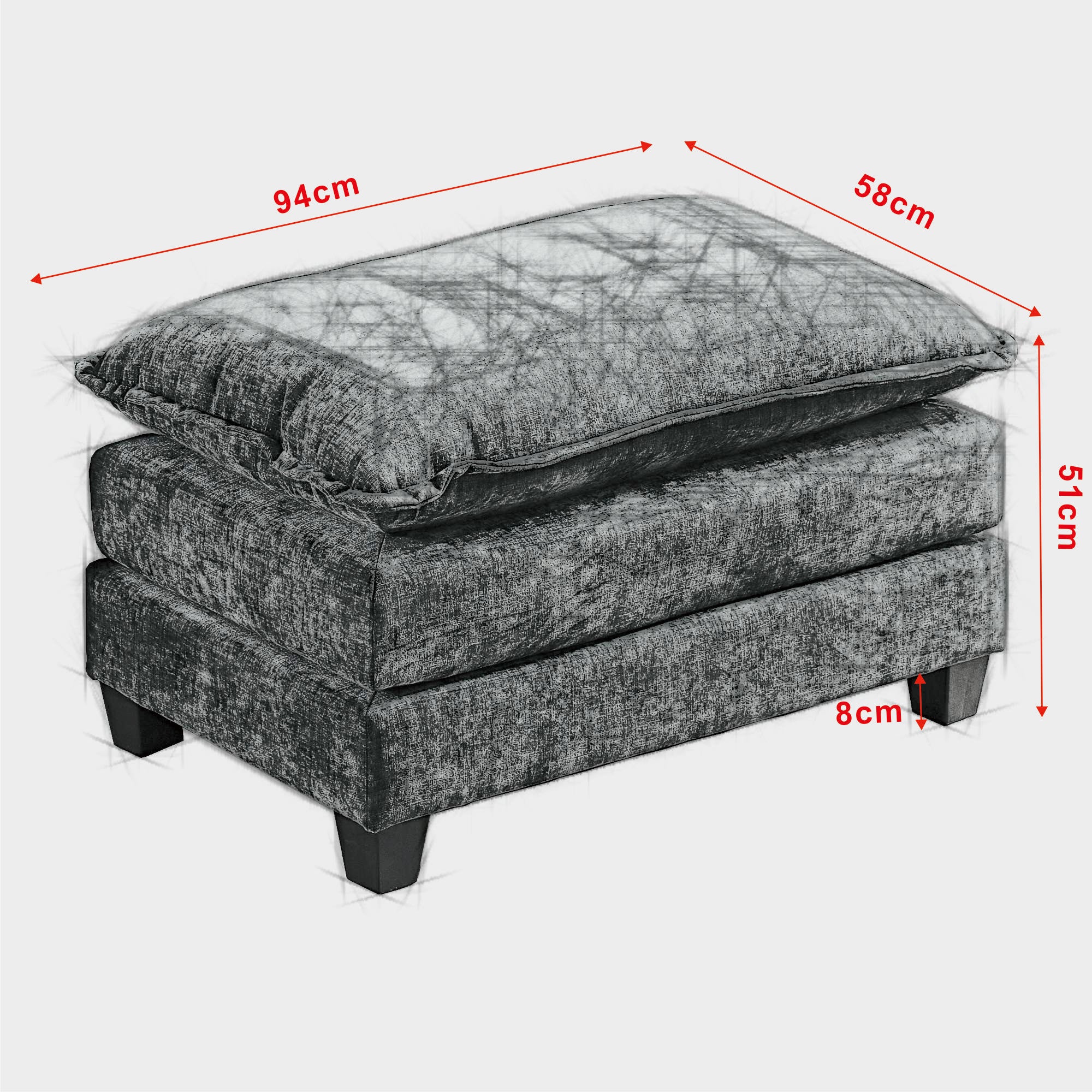 Cloud Sofa Ottoman - Modern Sectional Upholstered Cushion - Chenille Beige - Image 3