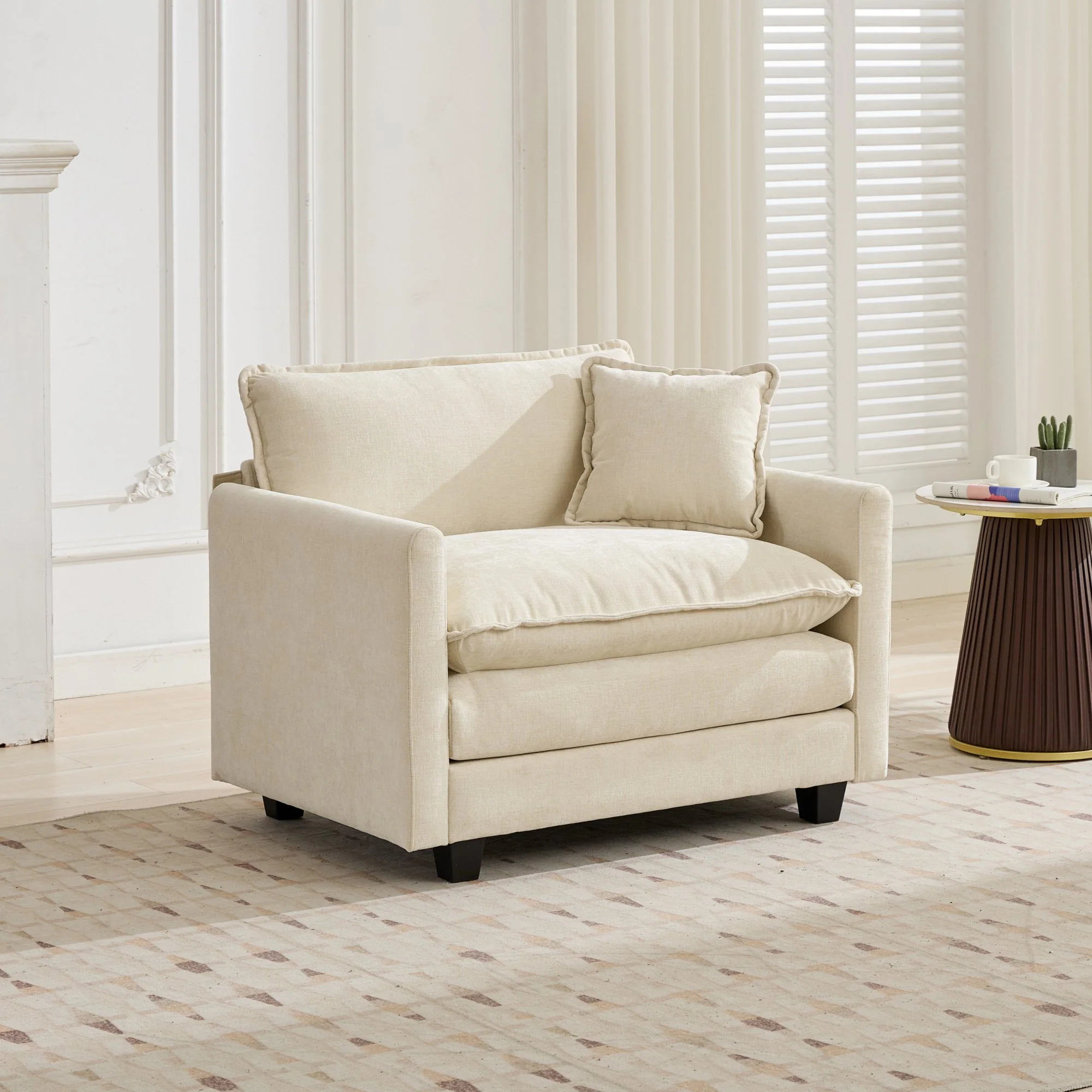 Cloud Sofa Single Seat Modern Sectional Upholstered Cushion - Chenille Beige