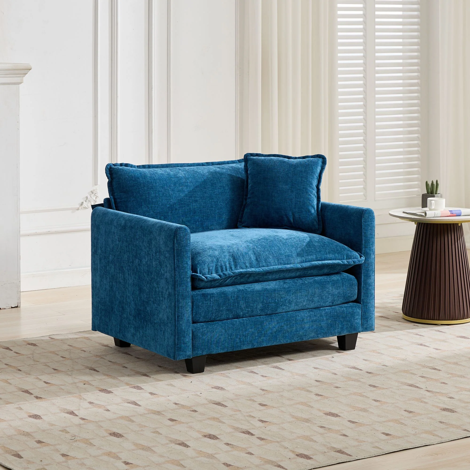 Cloud Sofa Single Seat Sectional Upholstered Chenille - Blue