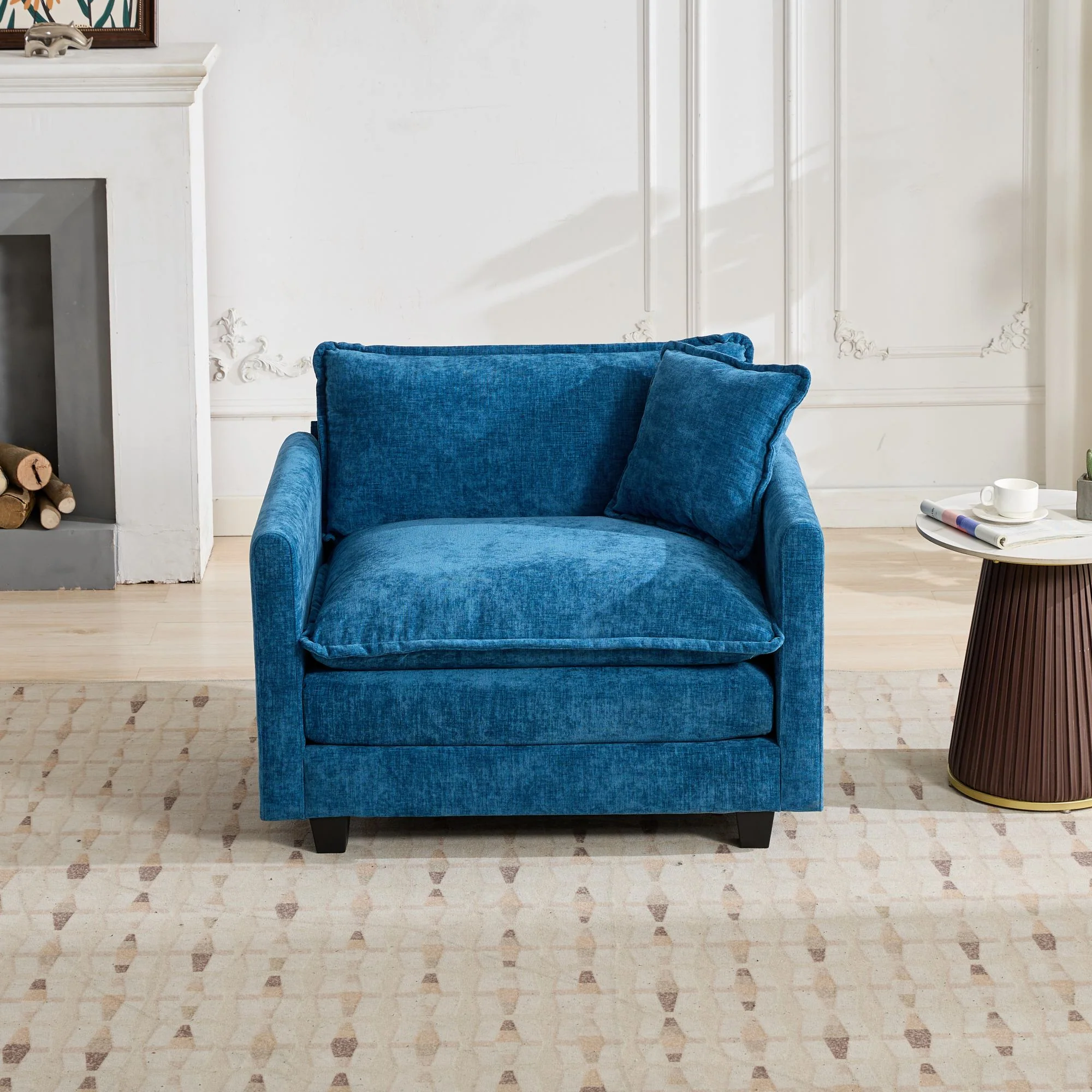 Cloud Sofa Single Seat Sectional Upholstered Chenille - Blue - Image 4