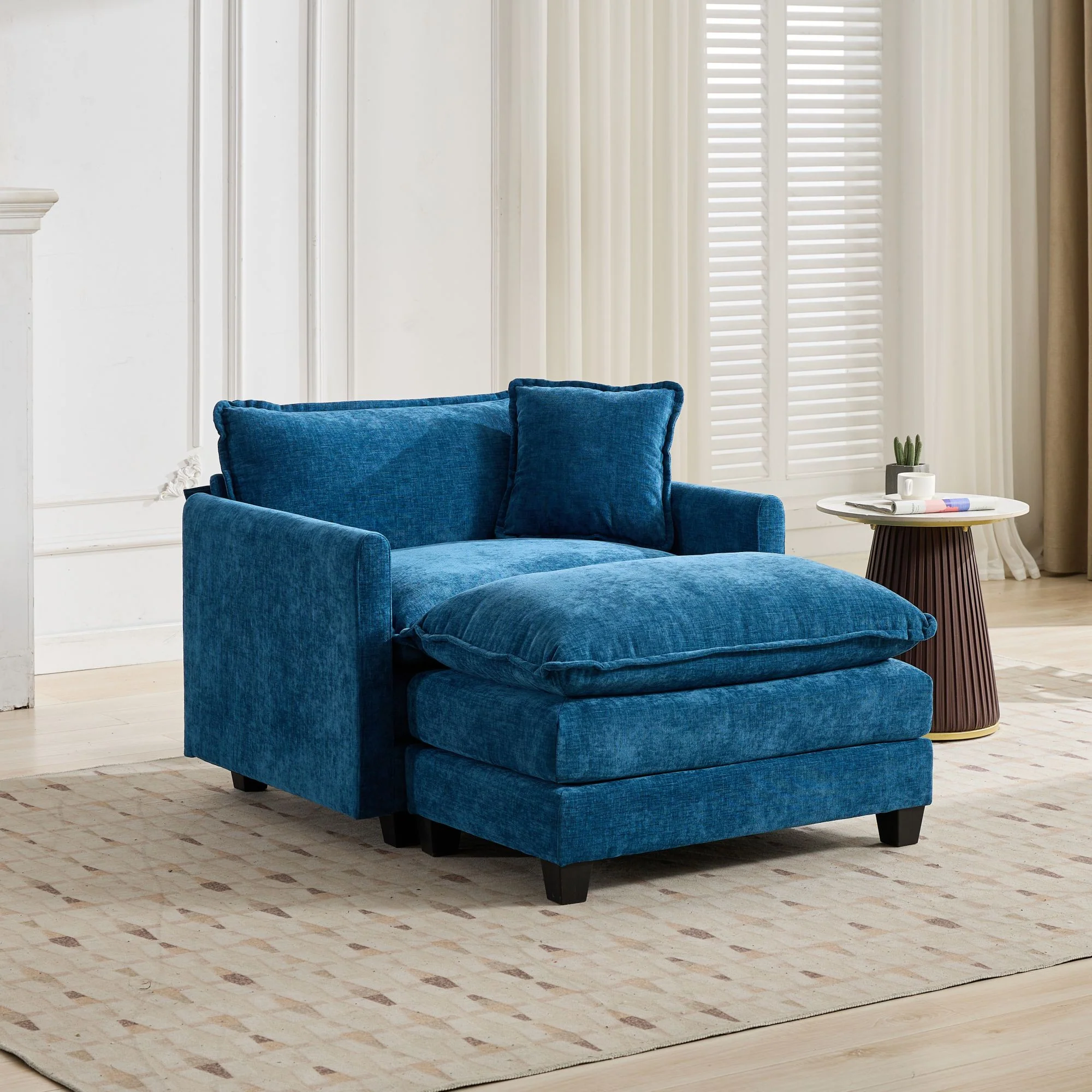 Cloud Sofa Single Seat Sectional Upholstered Chenille - Blue - Image 6