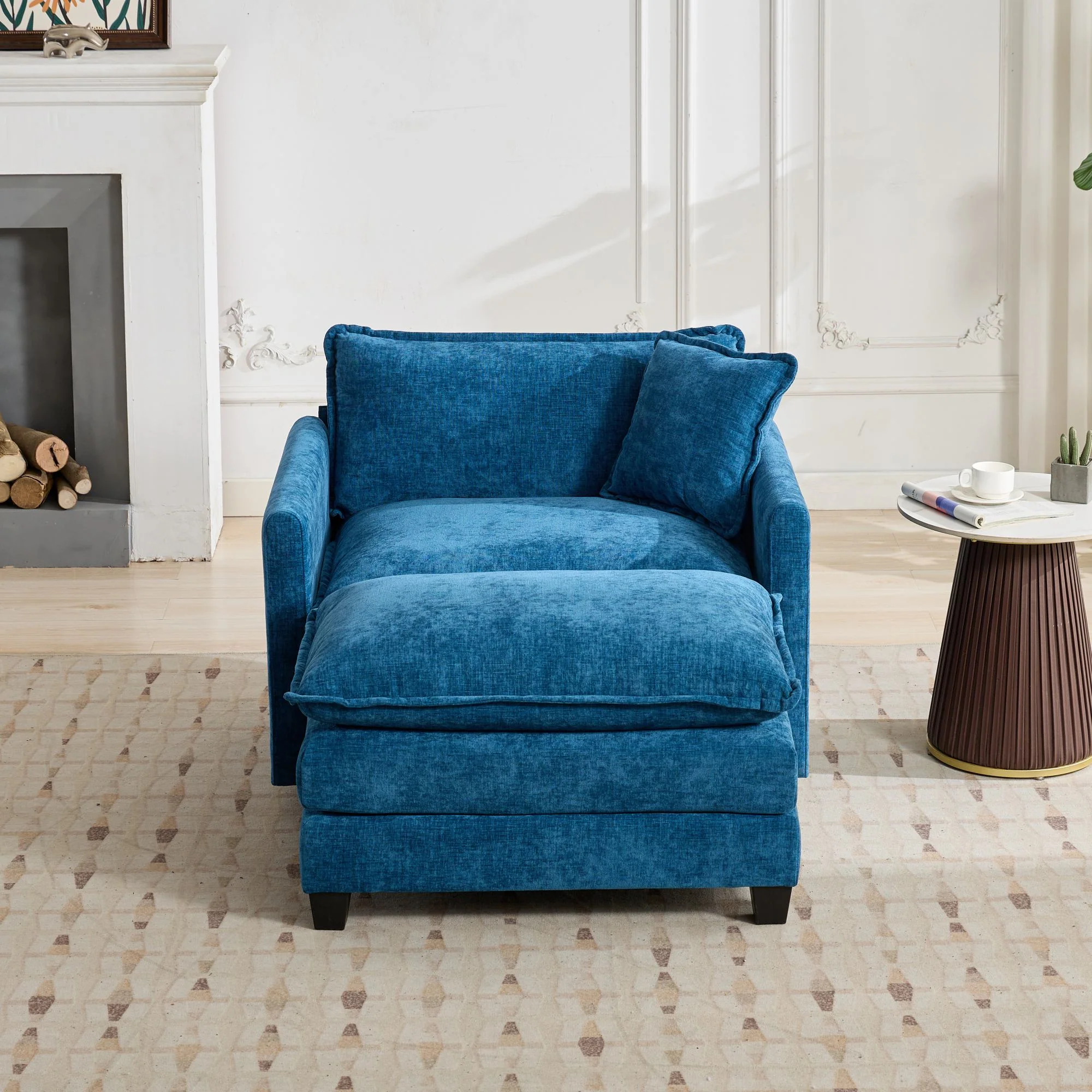 Cloud Sofa Single Seat Sectional Upholstered Chenille - Blue - Image 9