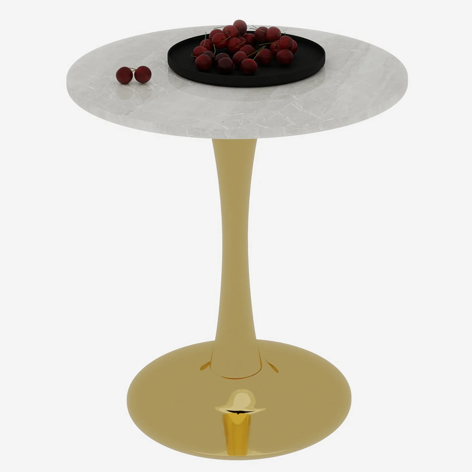Coffee/Dining Table Round Marble Mid-Century Modern 27.6-inch - Golden Finish - Image 3