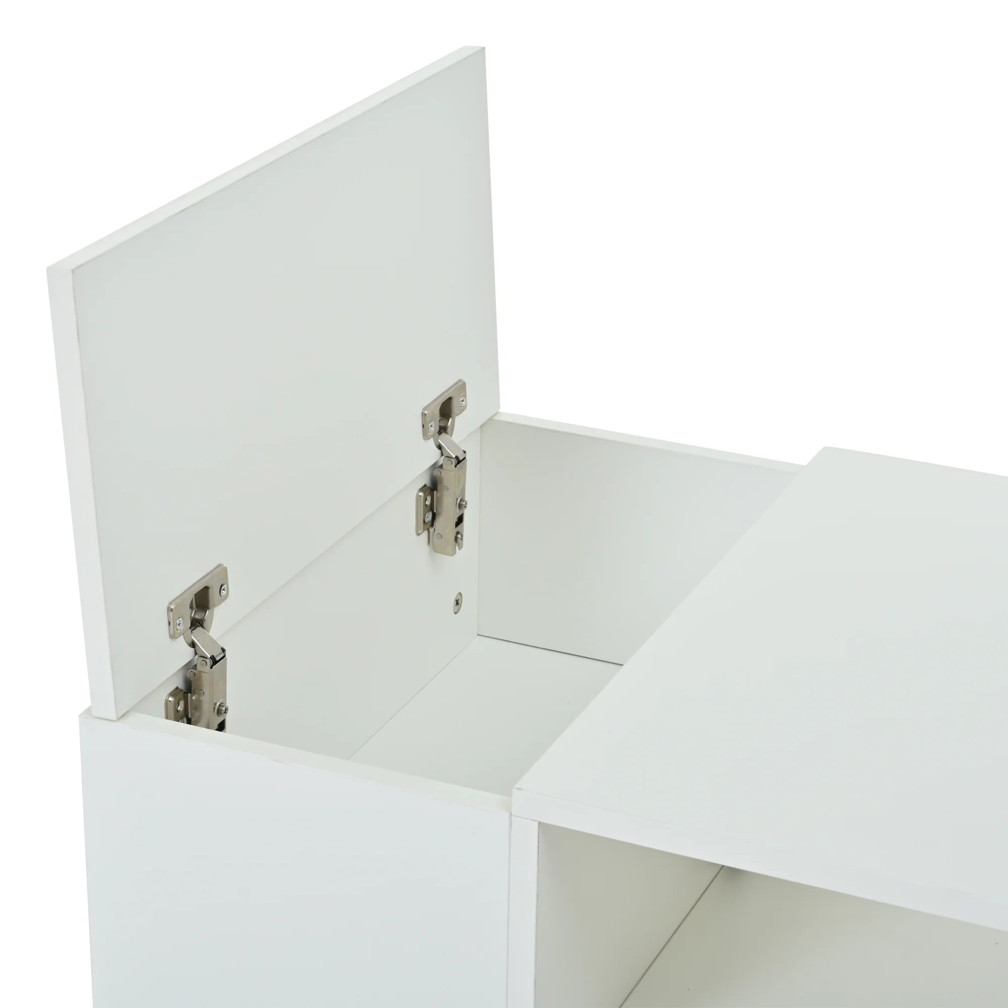 Coffee Table 100x50x40cm High-Gloss LED Light 6 Storage Compartments - White - Image 8