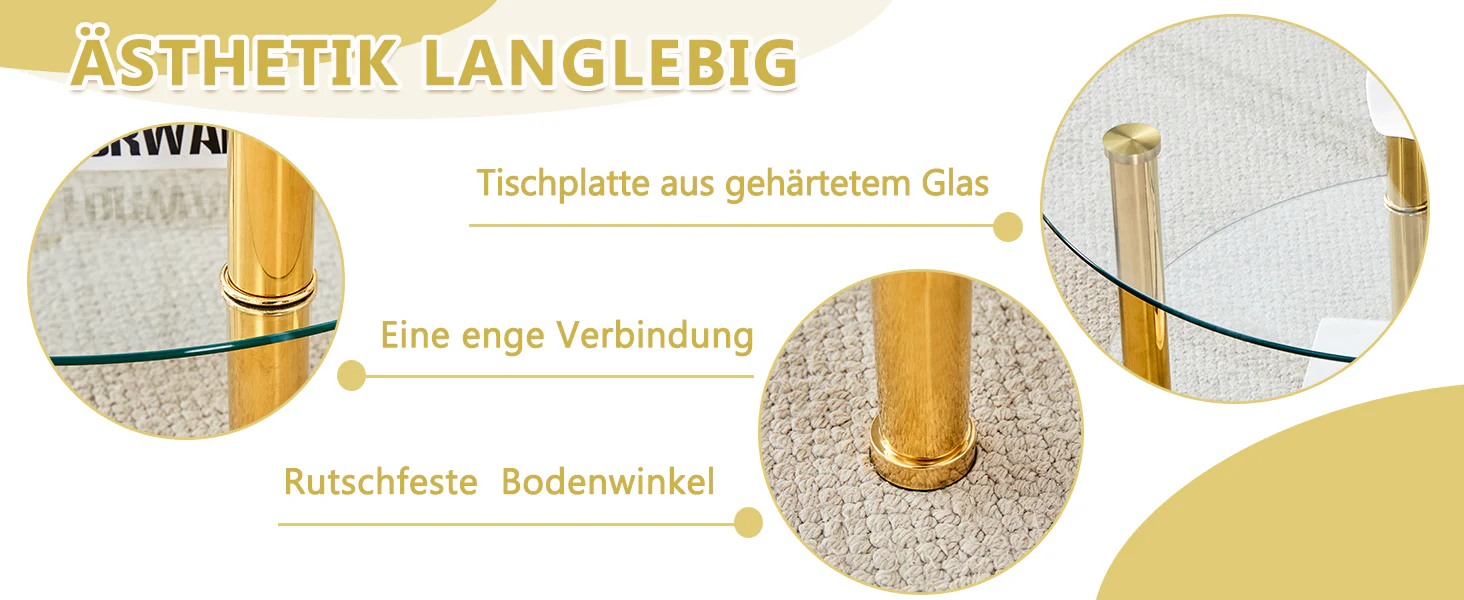 Coffee Table 2-Tiered Glass Gold Metal Legs - Image 9