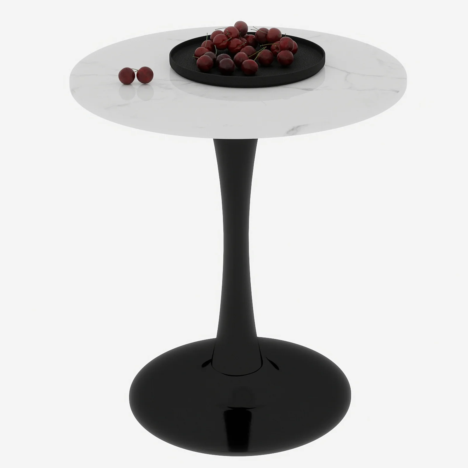 Coffee Table 27.6-inch Mid-Century Modern Round Marble Top - Black - Image 7