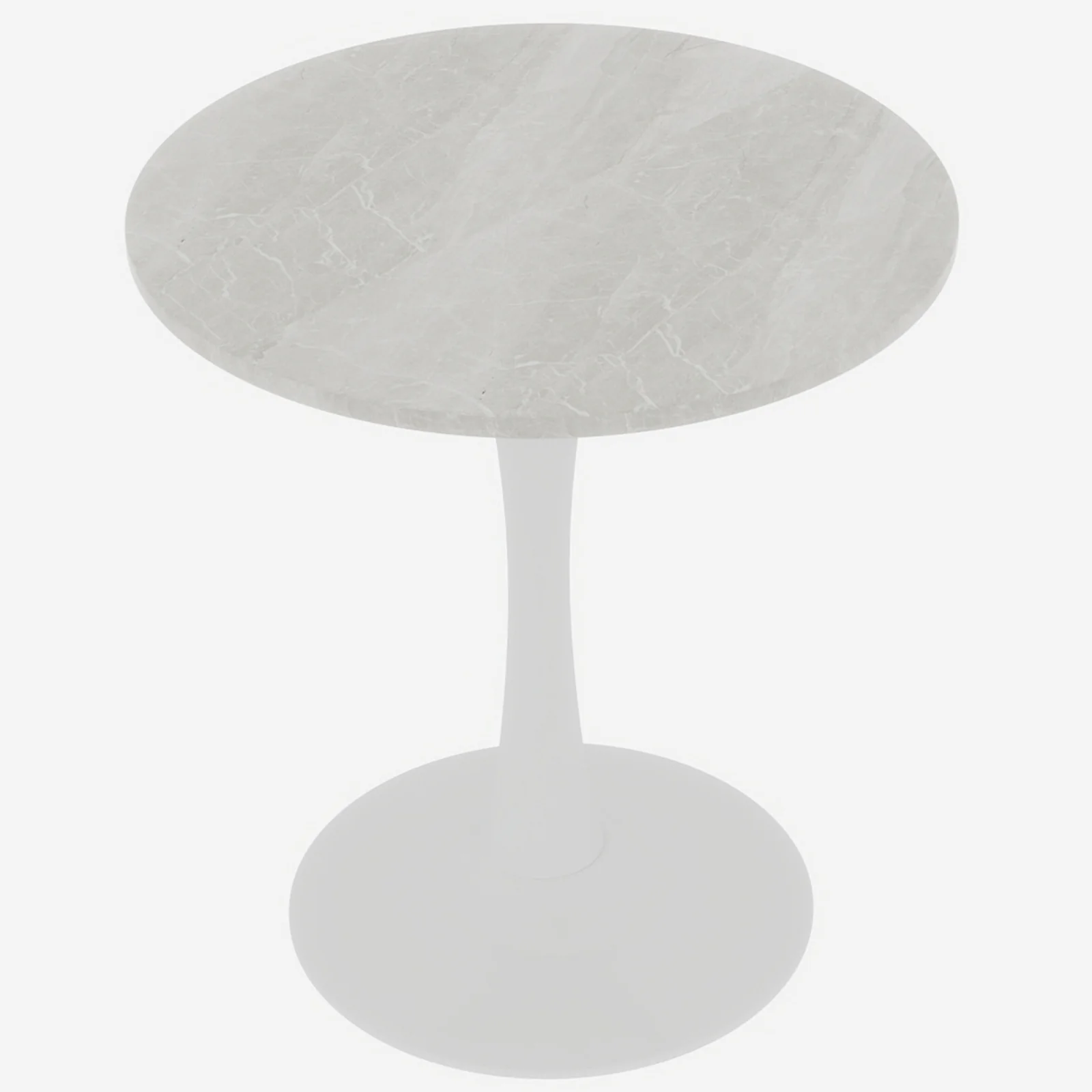 Coffee Table 27.6-inch Mid-Century Modern Round Marble Top - White - Image 2