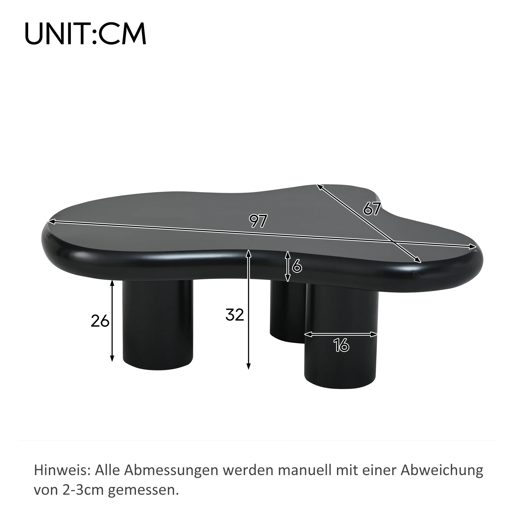 Coffee Table Irregular Cloud-Shaped 97x67x32cm - Lacquered MDF - Image 10
