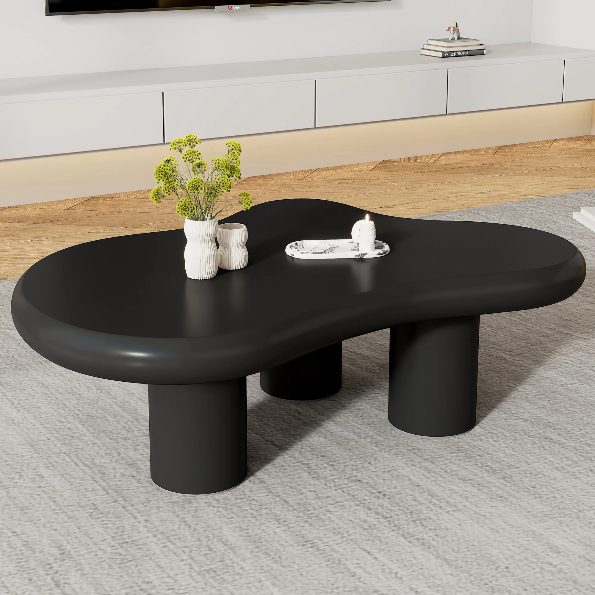 Coffee Table Irregular Cloud-Shaped 97x67x32cm - Lacquered MDF - Image 2