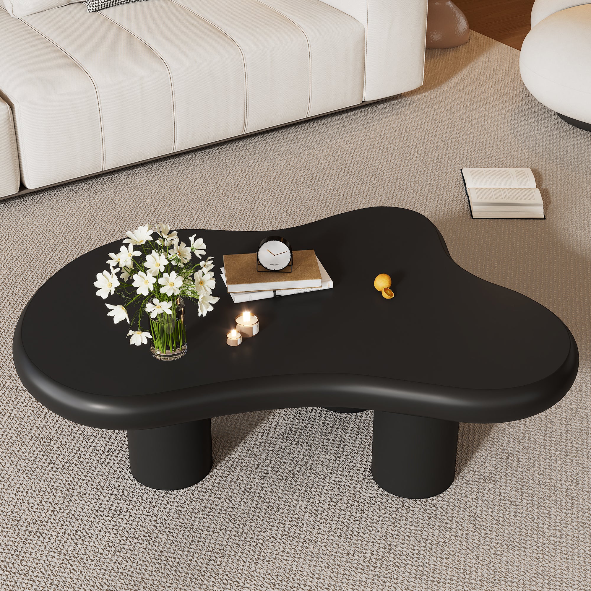 Coffee Table Irregular Cloud-Shaped 97x67x32cm - Lacquered MDF - Image 4