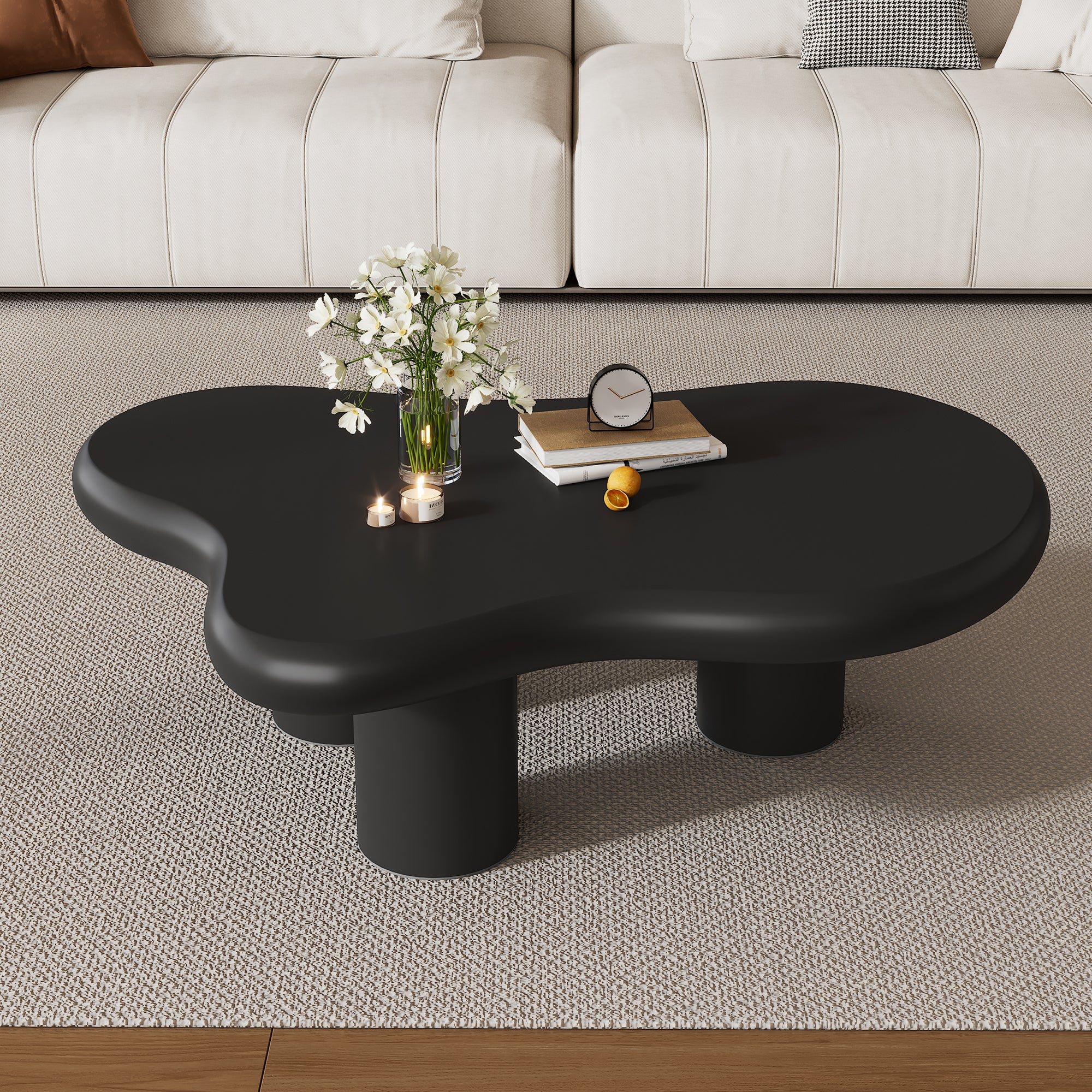 Coffee Table Irregular Cloud-Shaped 97x67x32cm - Lacquered MDF - Image 6