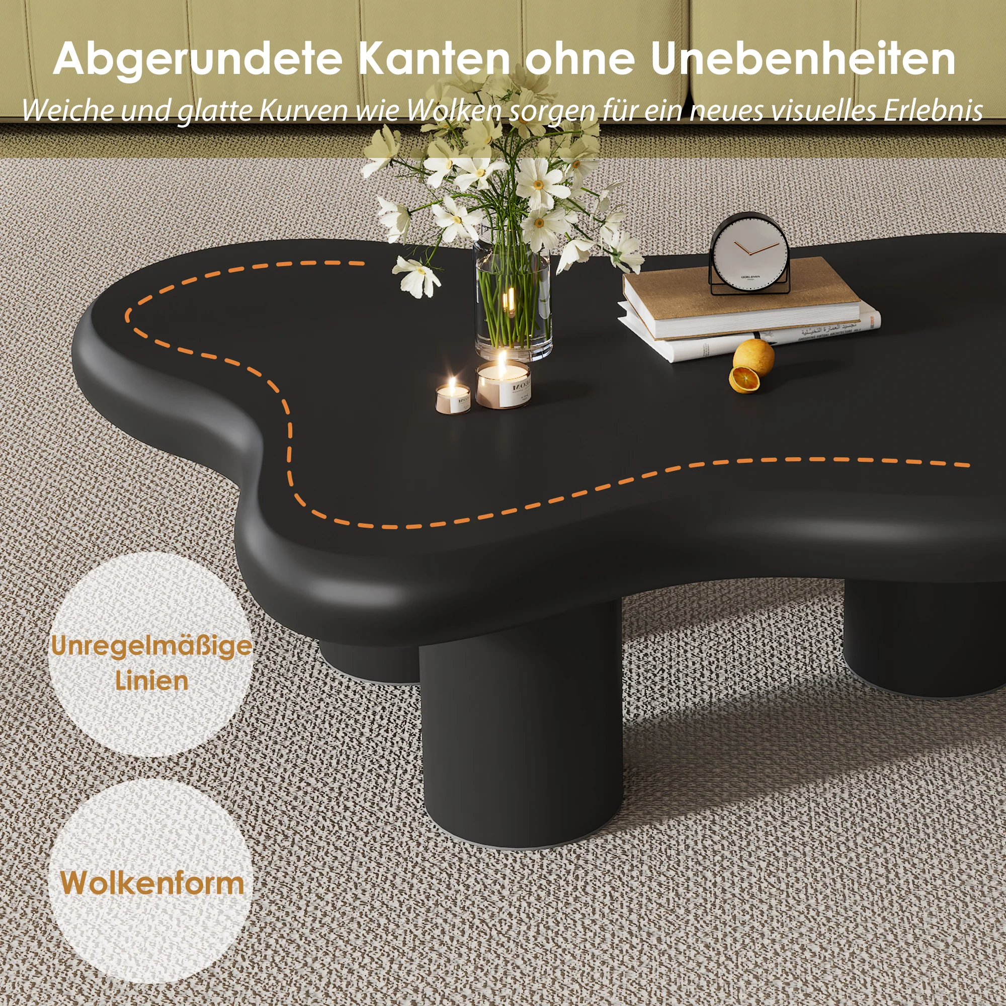 Coffee Table Irregular Cloud-Shaped 97x67x32cm - Lacquered MDF - Image 8