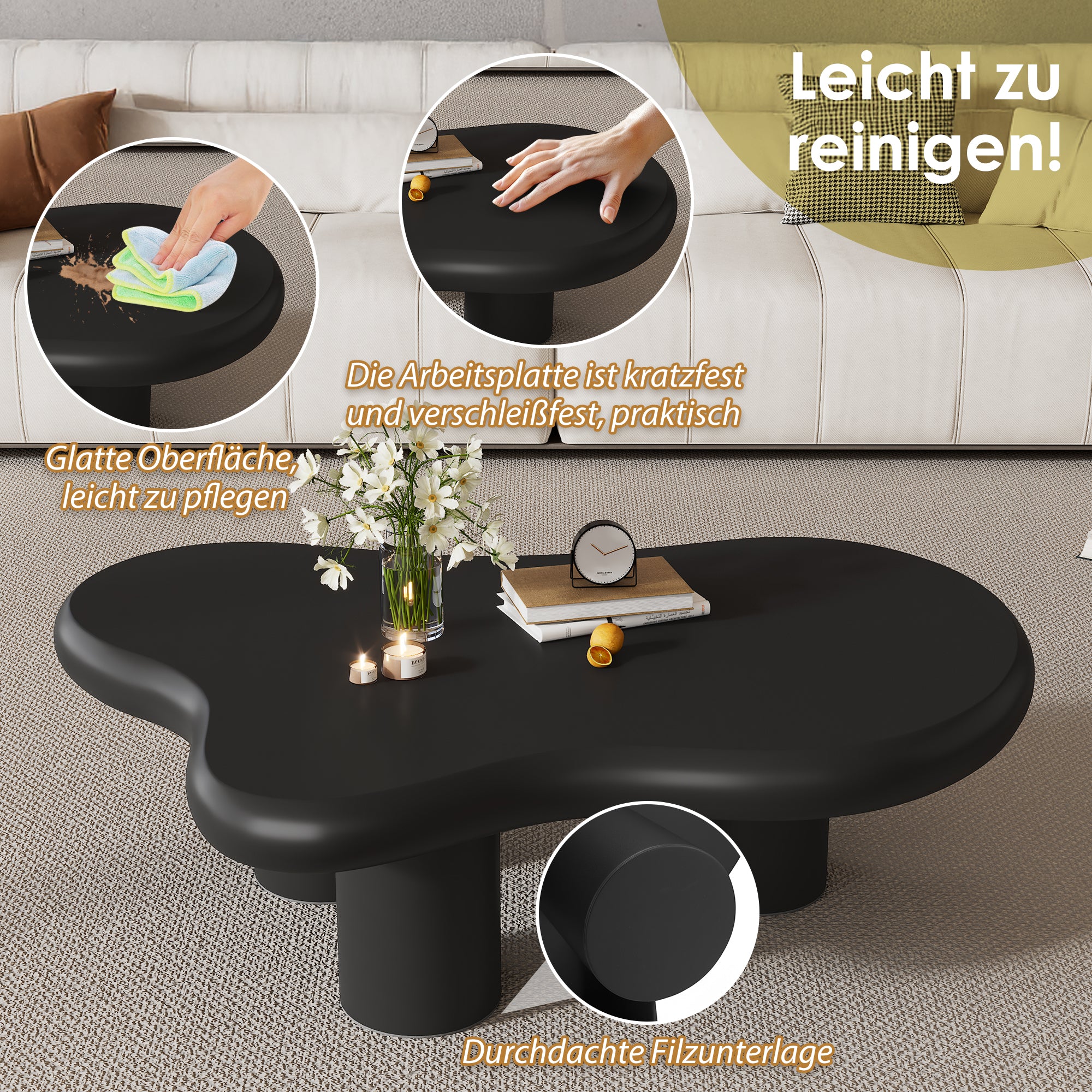 Coffee Table Irregular Cloud-Shaped 97x67x32cm - Lacquered MDF - Image 9