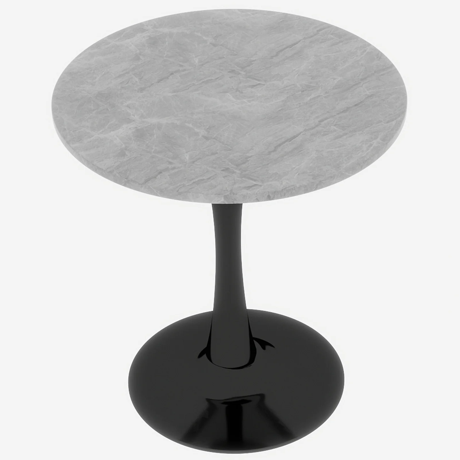 Coffee Table Mid-Century Modern Round Marble Top 27.6-inch - Black - Image 5