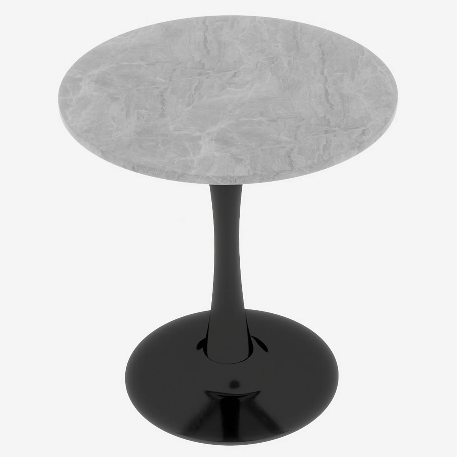 Coffee Table Mid-Century Modern Round Marble Top 27.6-inch - Black - Image 7