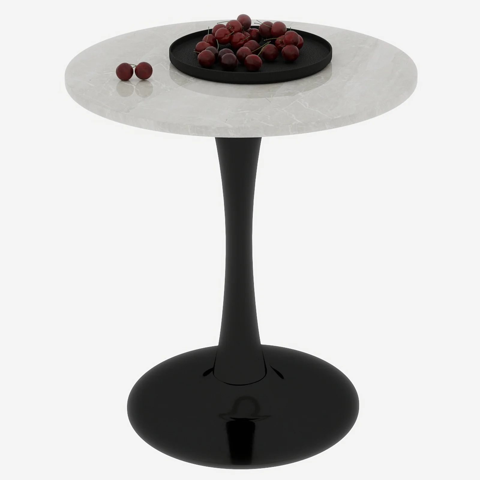 Coffee Table Round Marble Top Mid-Century Modern 27.6-inch - Black - Image 3